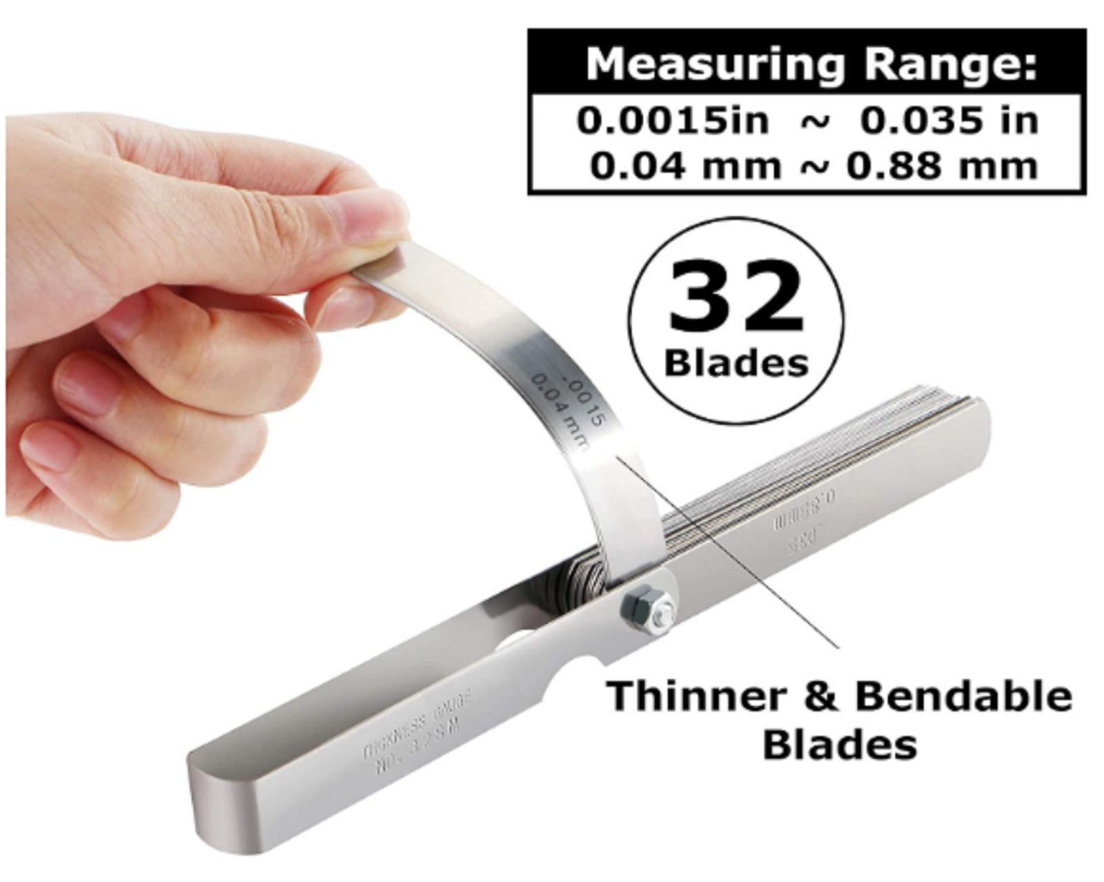 Feeler Gauge Set Stainless Steel Valve Lash Adjustment Tool Imperial/Metric 4