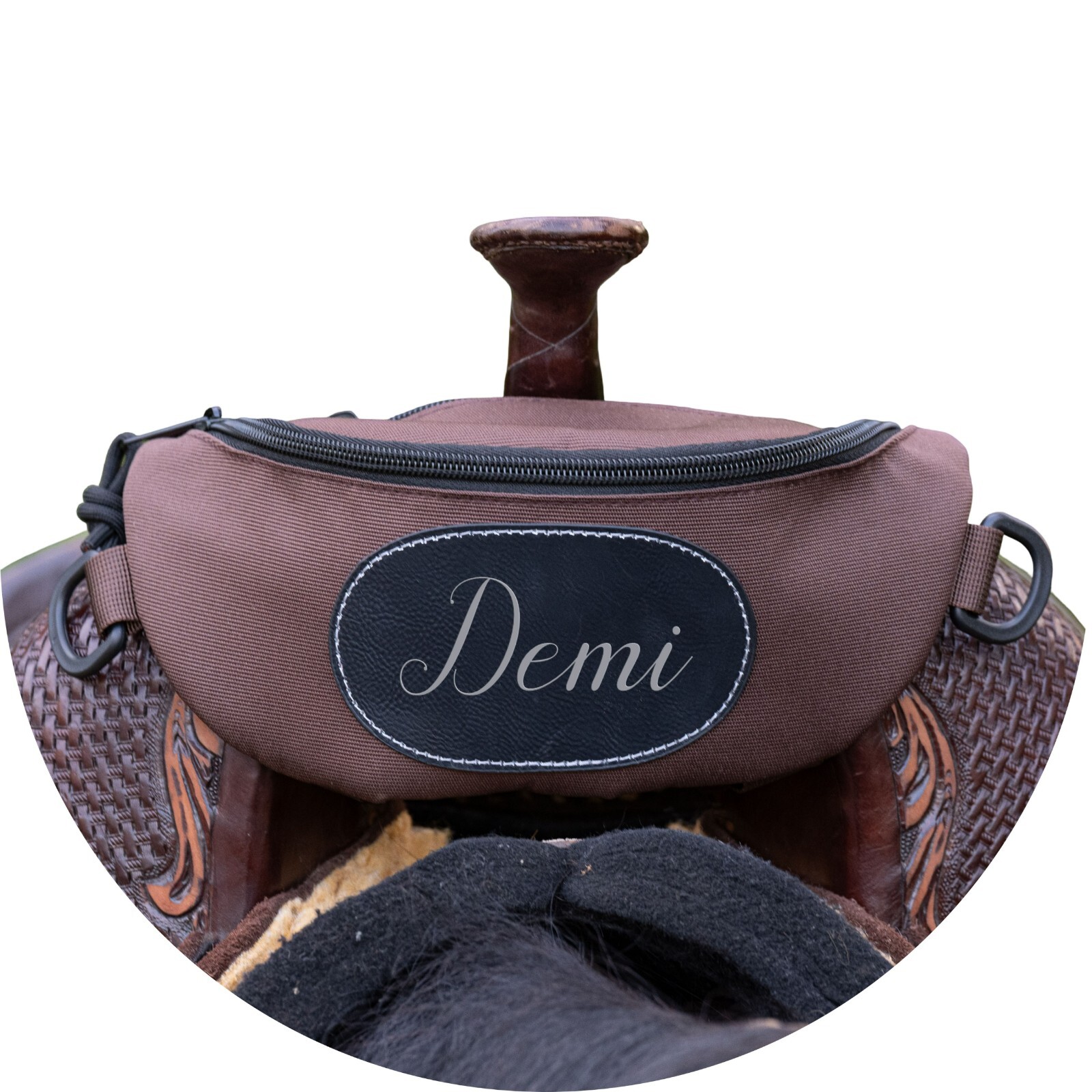 Personalized Horse Saddle Bag, Brown Pommel Bag, Horse Tack, Saddle Accessories
