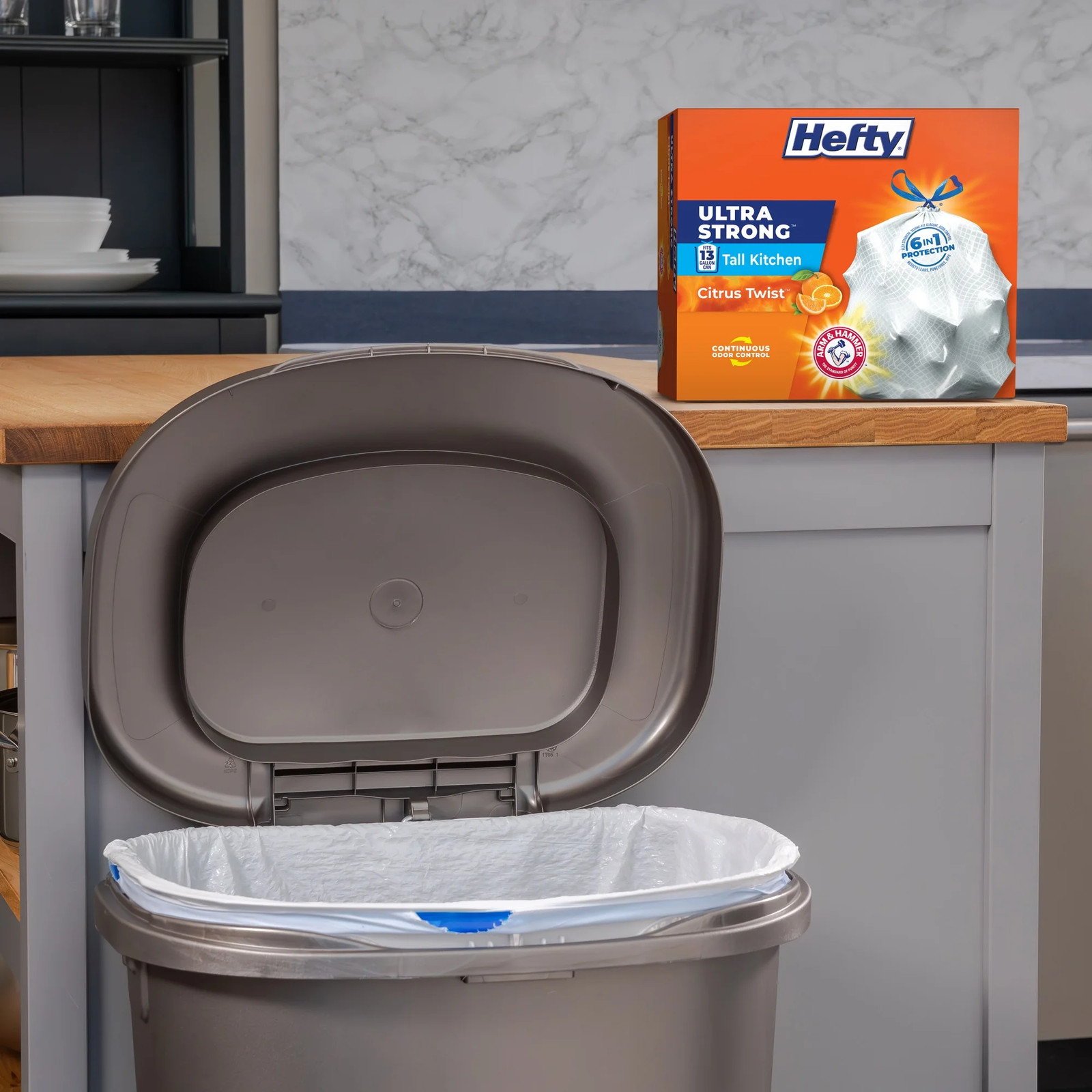 Ultra Strong 13 Gallon Trash Bags, Tall Kitchen Trash Bags, White, Citrus Twist