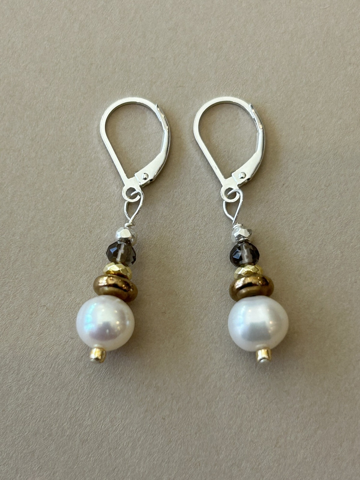 FW Pearl Sterling Silver Earrings White Earthy Bronze Sundance Treasures