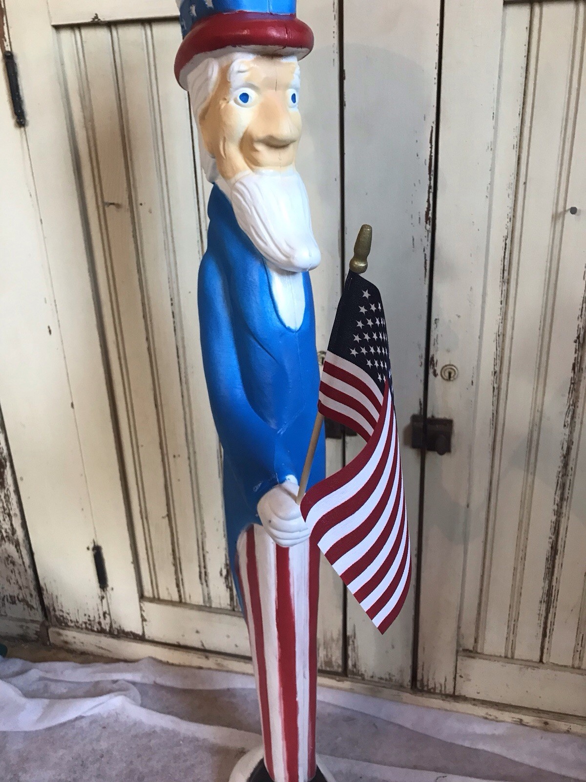 Blow Mold Nostalgic American Uncle Sam With Flag Made In America Union Products