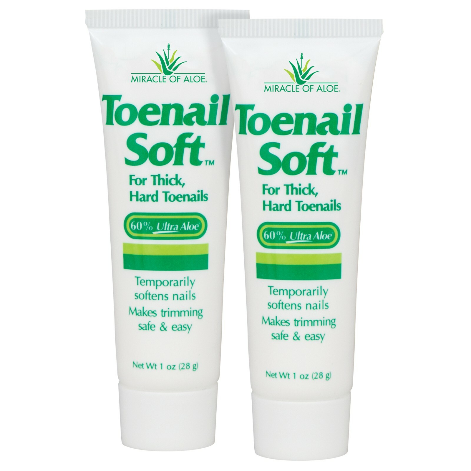 Miracle of Aloe Toenail Soft 1 Oz - 2 Pack Temporary Nail Softening Cream
