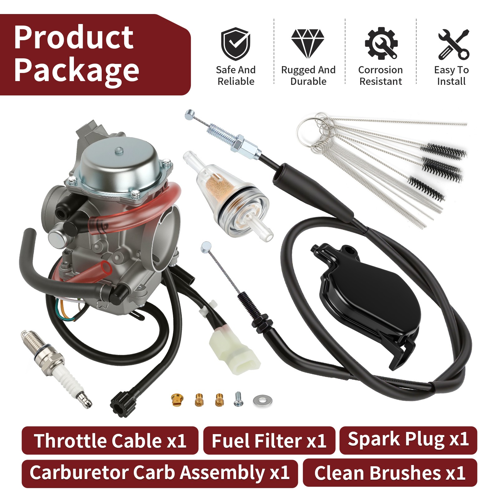 Carburetor Carb w/ Throttle Cable For Kawasaki Prairie 300 1999-2002 15003-1534