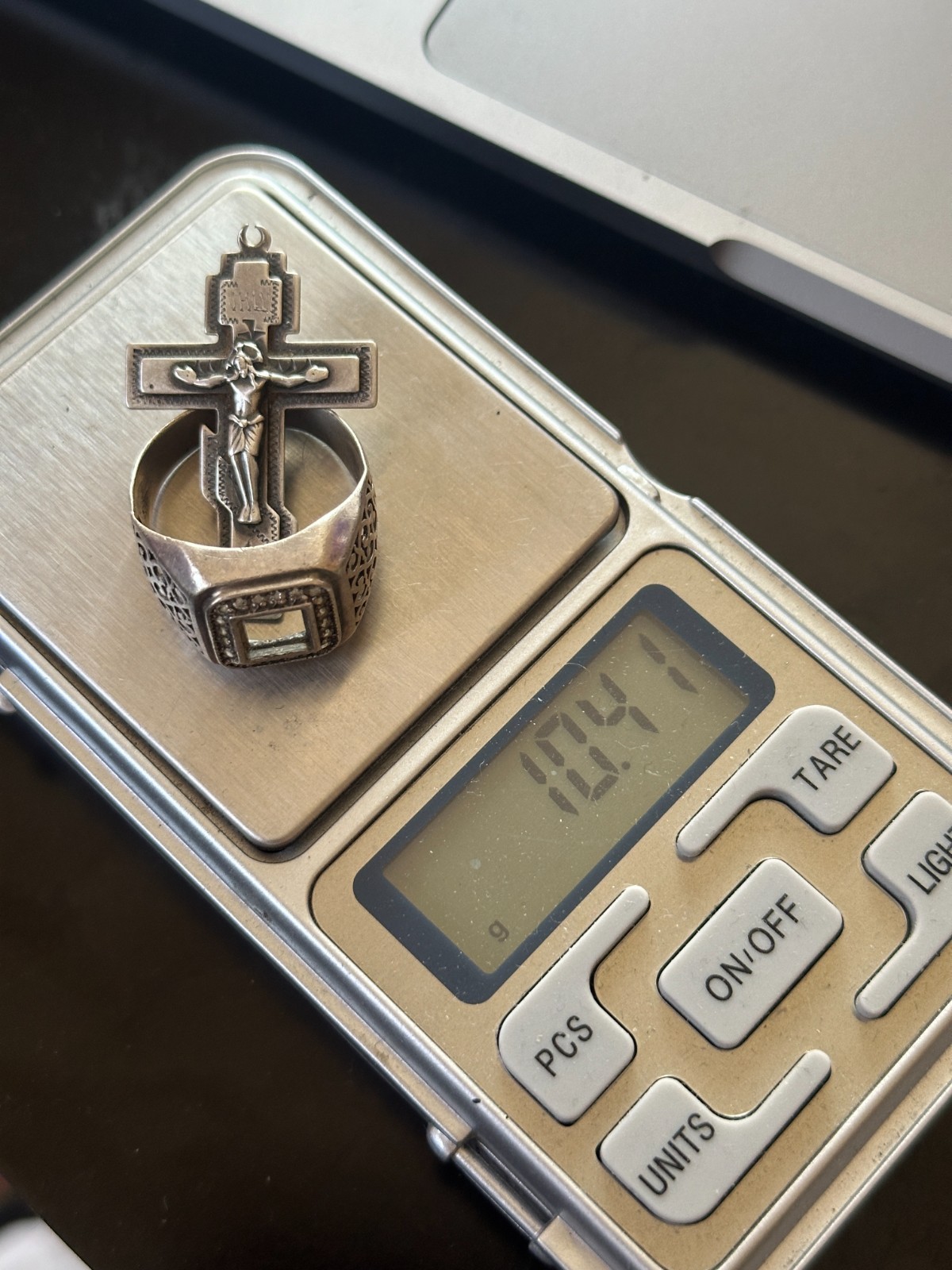 RUSSIA army soldier talisman amulet SILVER 925 ring cross Jesus save WAR