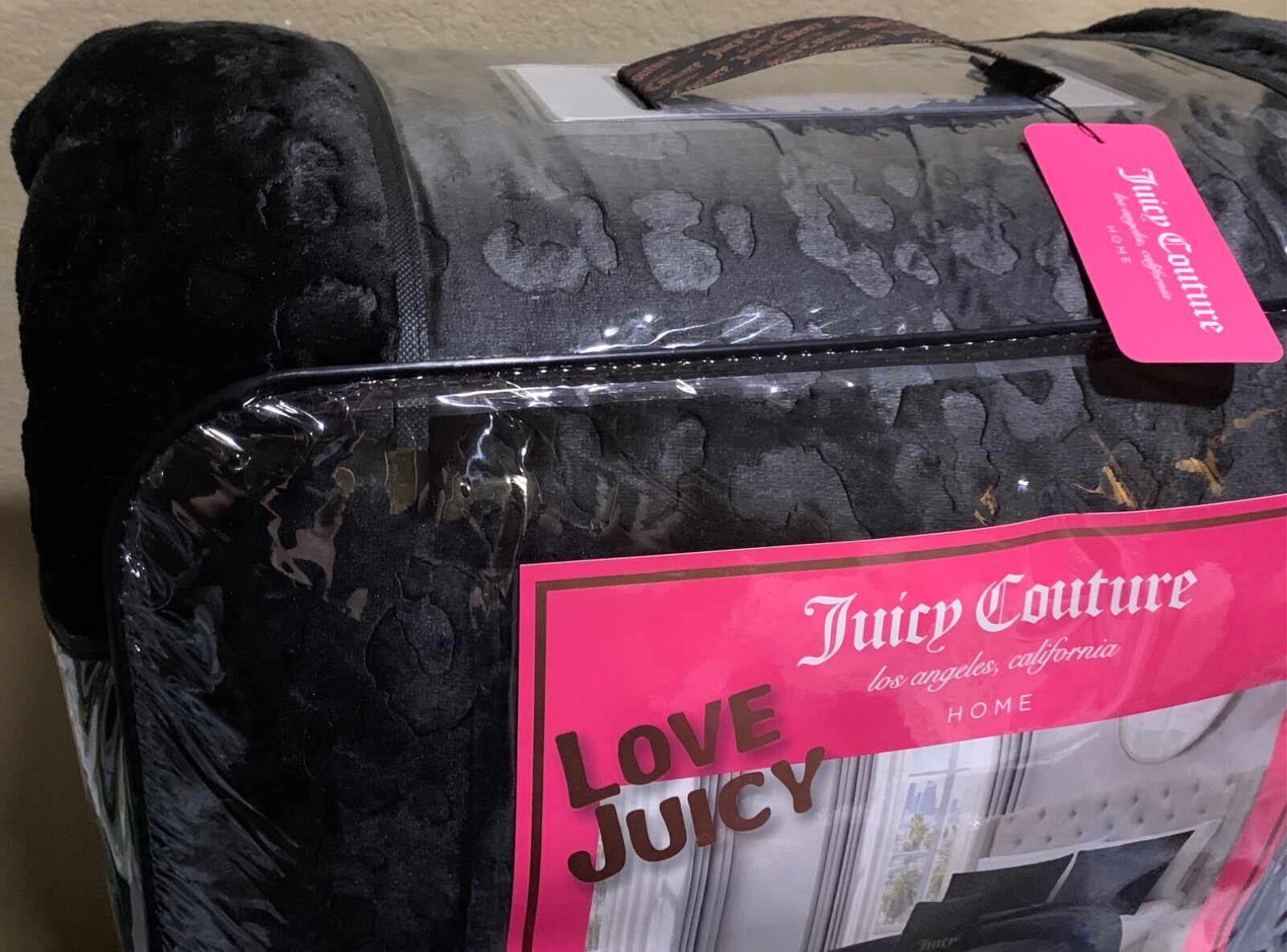 Juicy Couture Black Leopard Embossed Plush 3pc TWIN Comforter Set Soft & Cozy