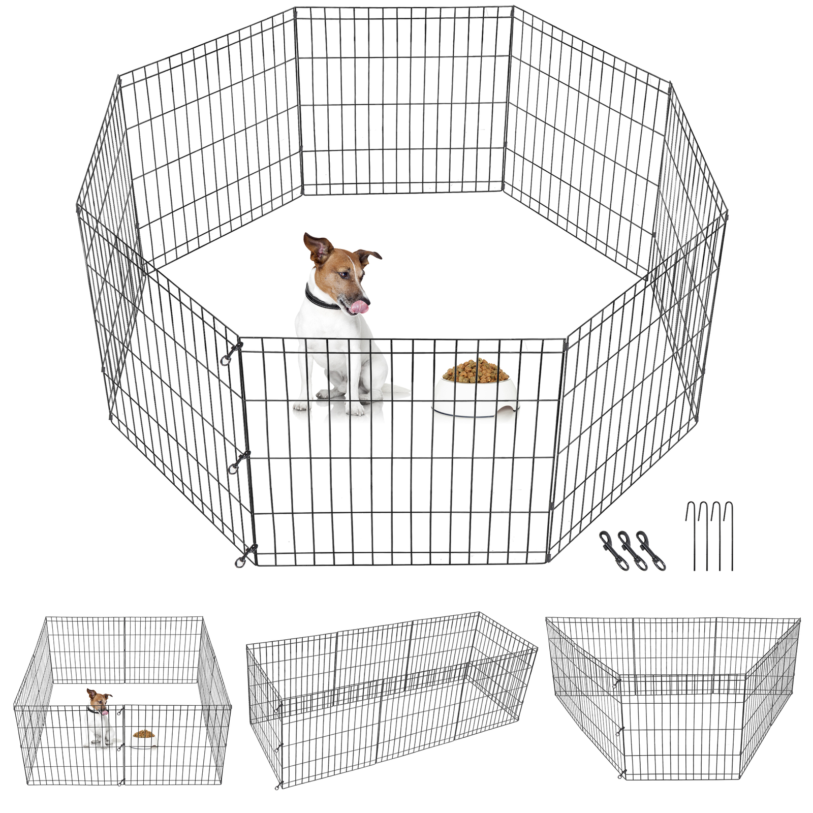 24 Inch Pet Dog Playpen Exercise Puppy Pen Dog Fence for Small Animals -8 Panel