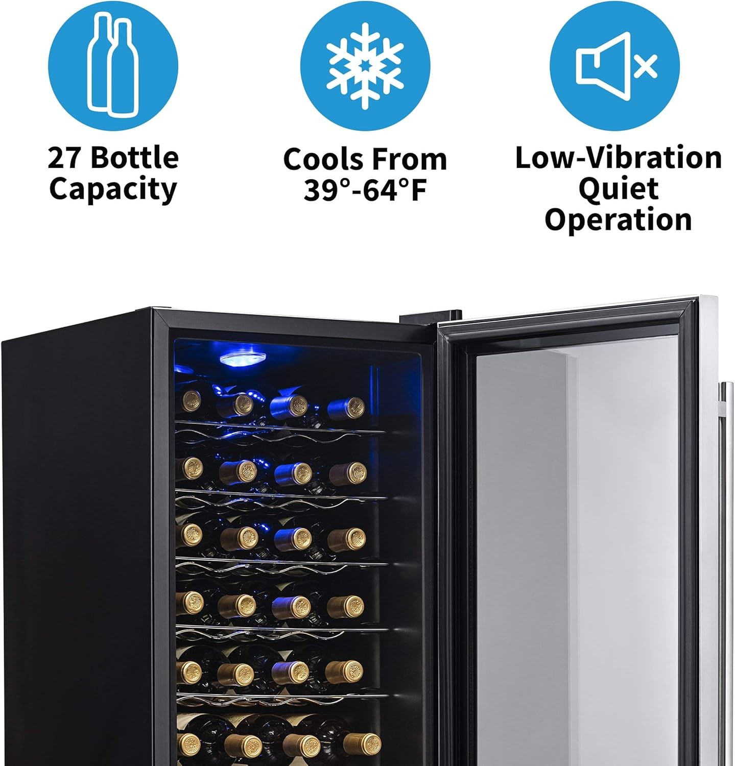 Newair AWC-270E-RB Freestanding Wine Fridge, 27 Bottles - Certified Refurbished