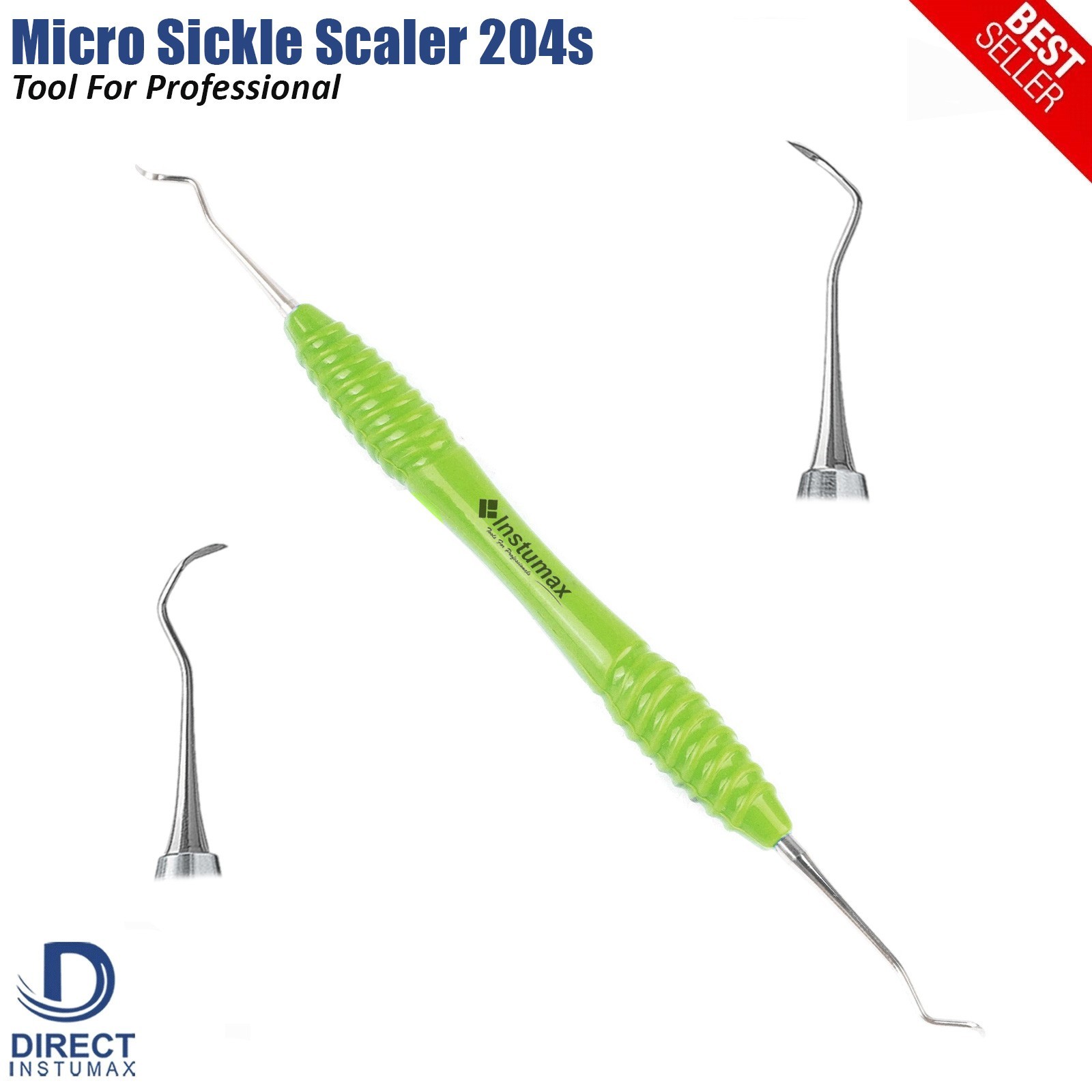 Dental Sickle Scaler 204S Hygiene Posterior Sickle Scaler Silicone Handle