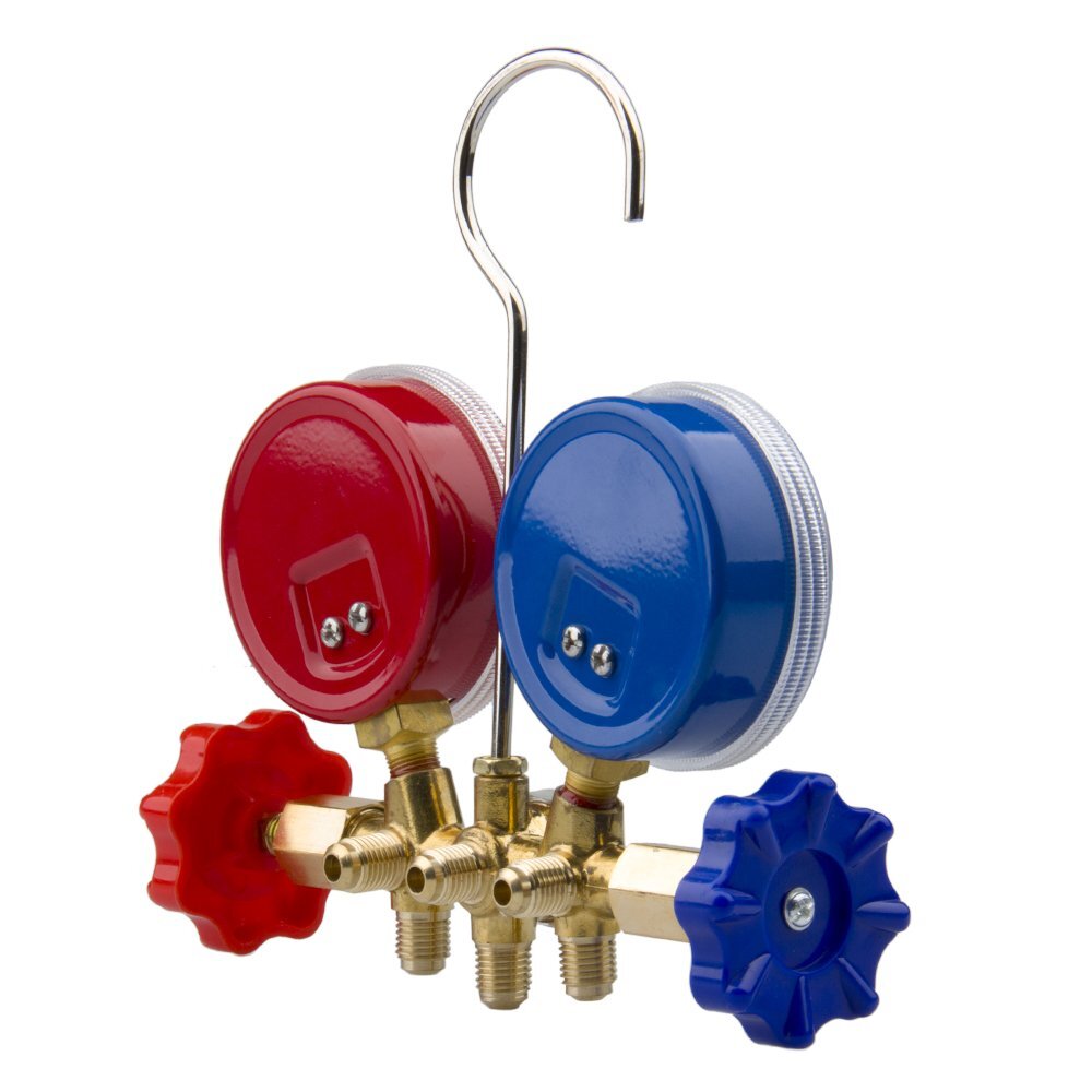 Air Vacuum Pump HVAC A/C AC Manifold Gauge Set 3 Color Service Charging Hose