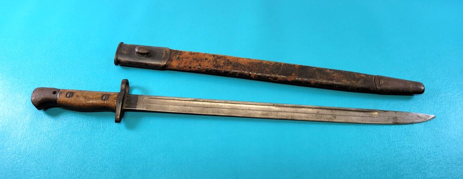 WWI English British Pattern 1907 Rifle Bayonet Sanderson + Scabbard c. 1917