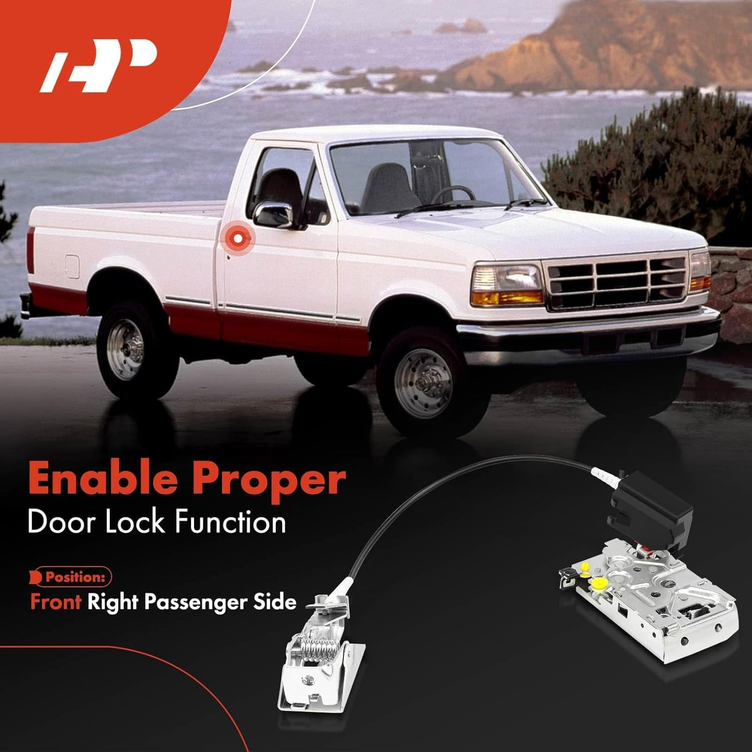 Front Right Door Lock Latch Actuator w/Cable 1992-1997 Ford F150 F250 F350