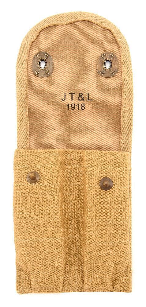 US WW1 COLT 45 AUTO DOUBLE MAGAZINE POUCH Marked JT&L 1918
