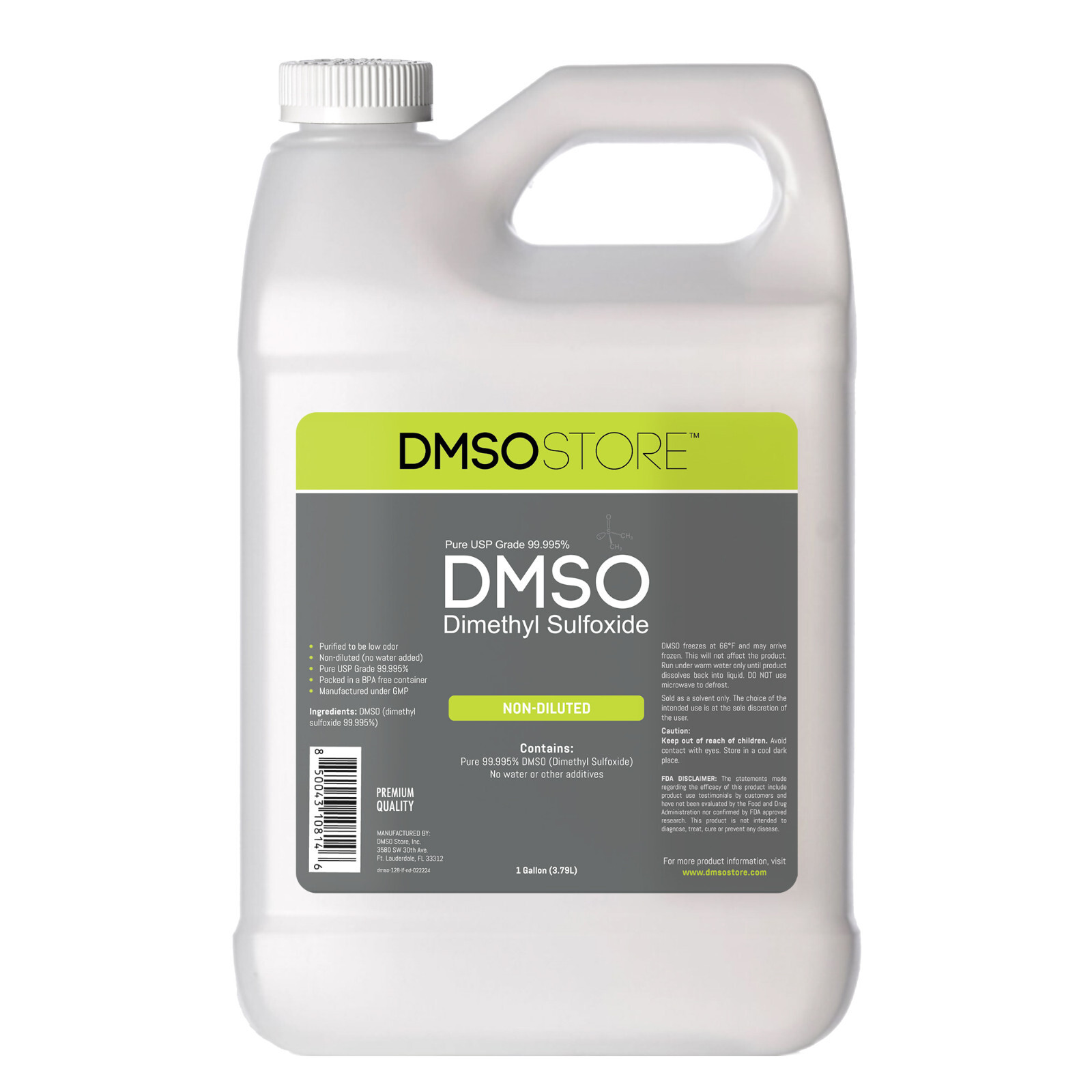 DMSO 1 Gallon Jug Non-diluted 99.995% Low odor Dimethyl Sulfoxide BPA Free