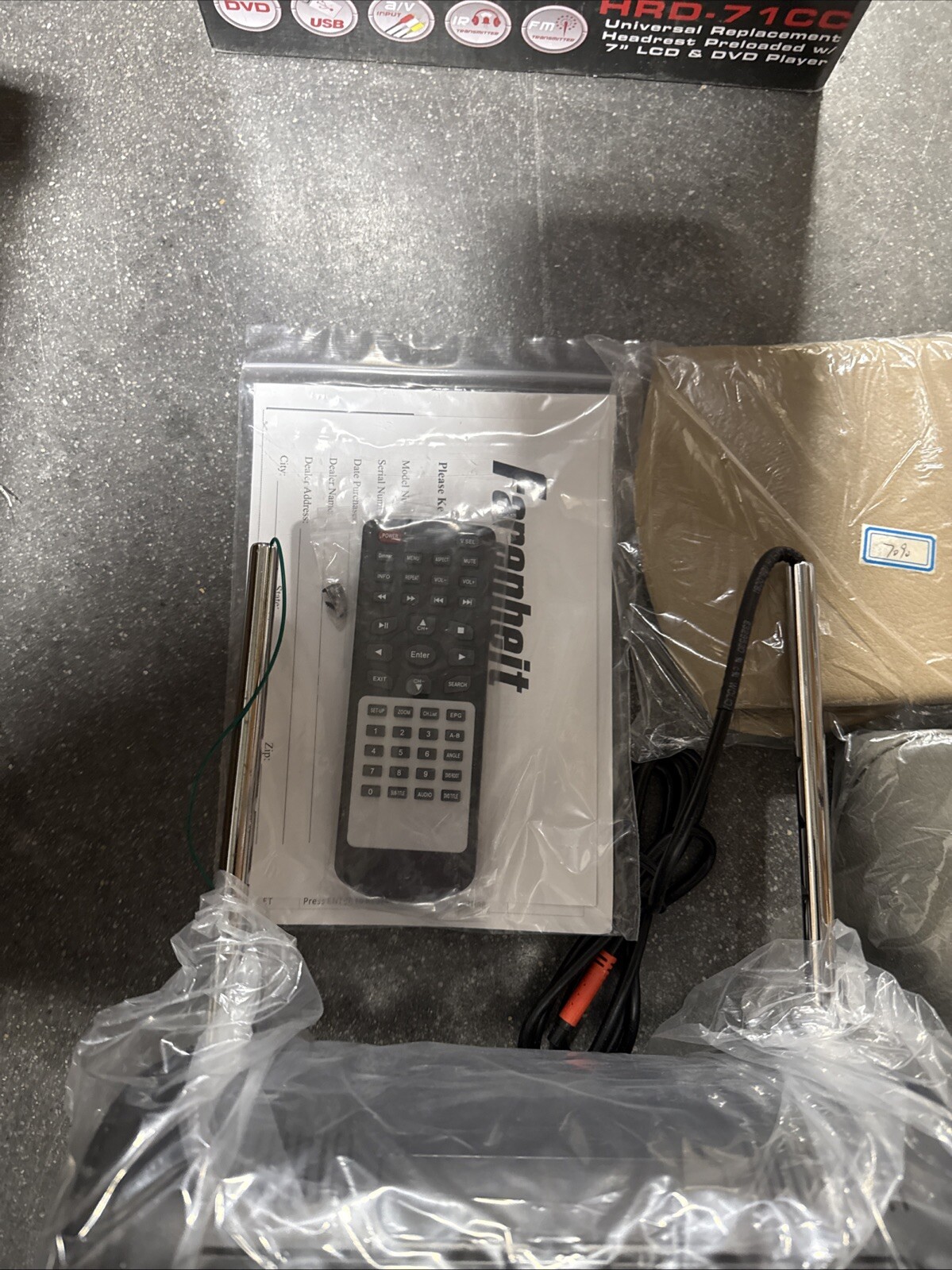 POWER ACOUSTIK HR-71CC 7" CAR HEADREST MONITOR LEADED IN A LEATHER HEAD REST NEW