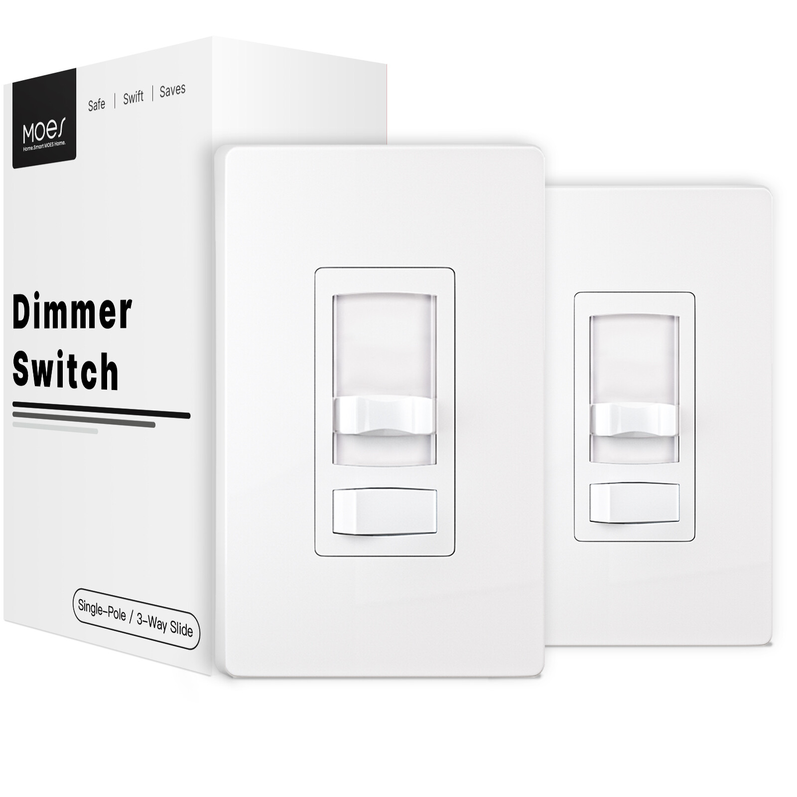 MOES 1/2/4PK Dimmer Light Switch Single Pole/3-Way LED,CFL,Incandescent,Halogen