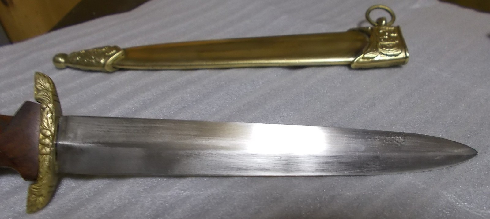 RARE? Vtg Brass or Copper Sheath & Double Edged Dagger Knife Hand Engraved INDIA