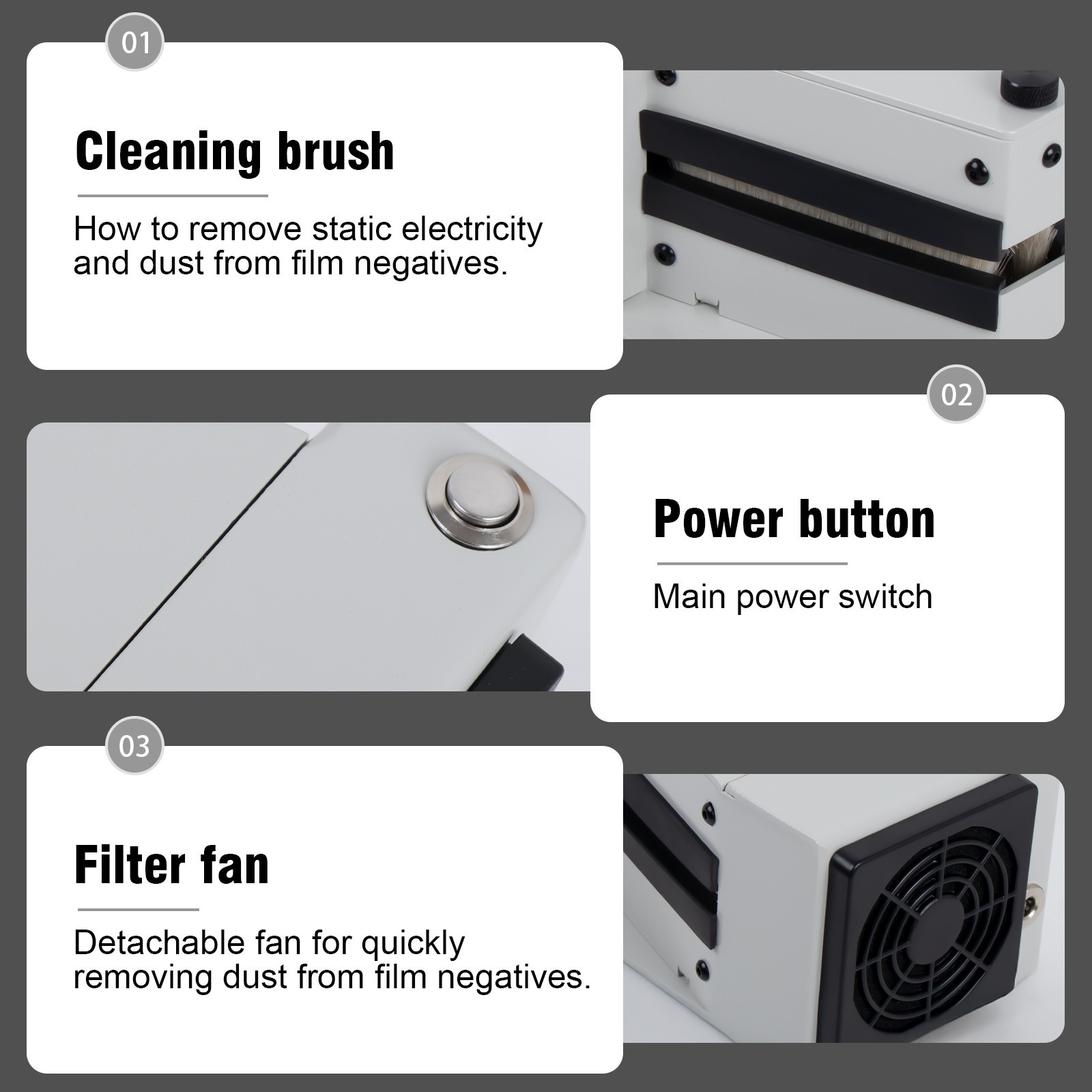 Adjustable Photo Film Anti-Static Electric Dust Remover Cleaner For 135 120 4x5