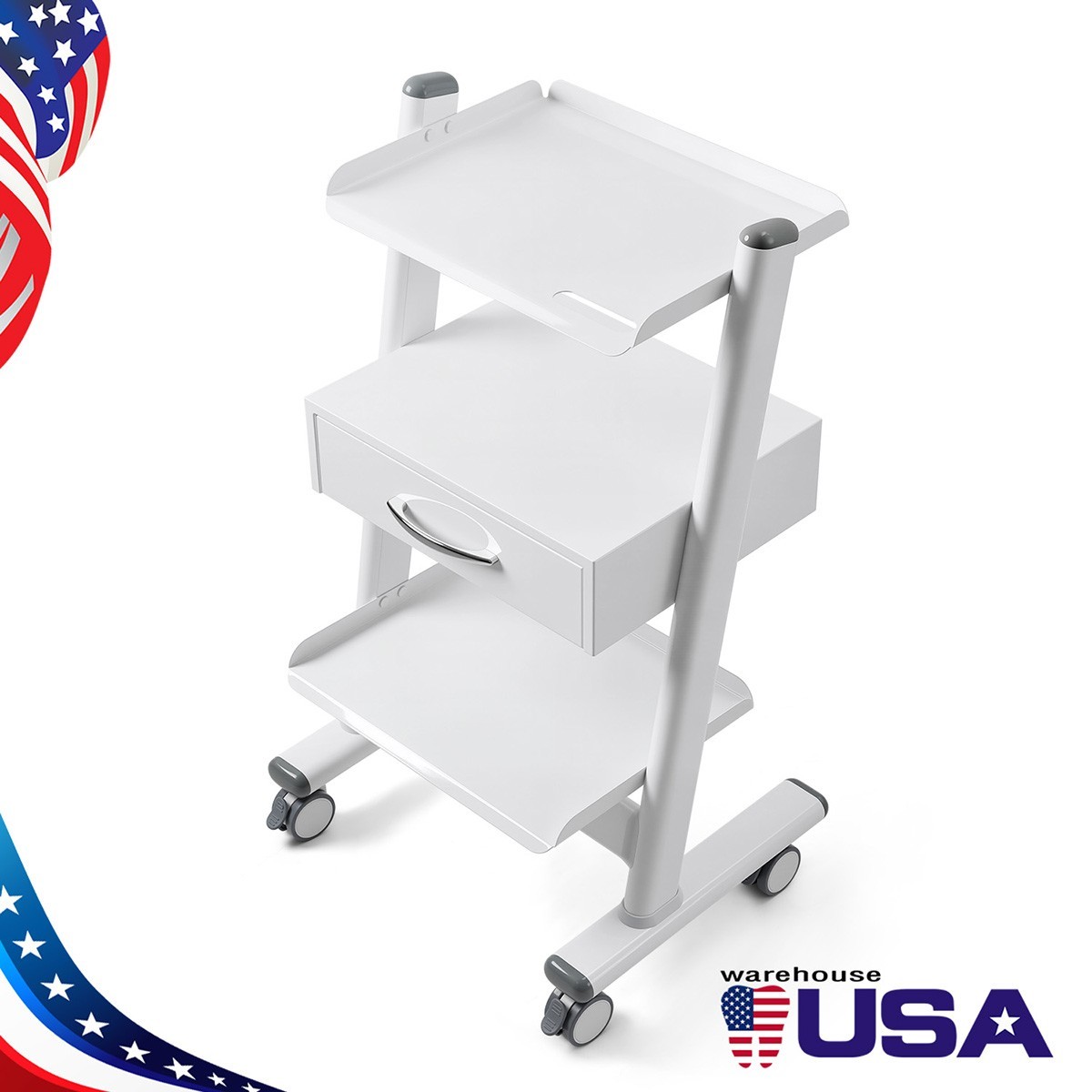 3 Layer Dental Trolley Mobile Instrument Cart Medical Tool Cart with Socket