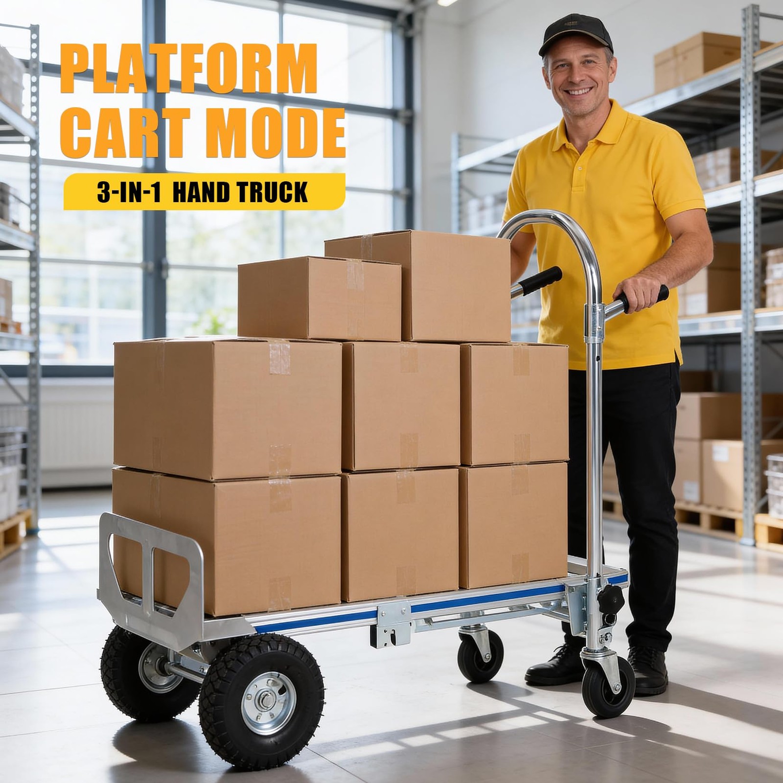 1000 lbs Heavy-Duty Folding Dolly Cart ,3-in-1 Convertible Aluminum Hand Truck