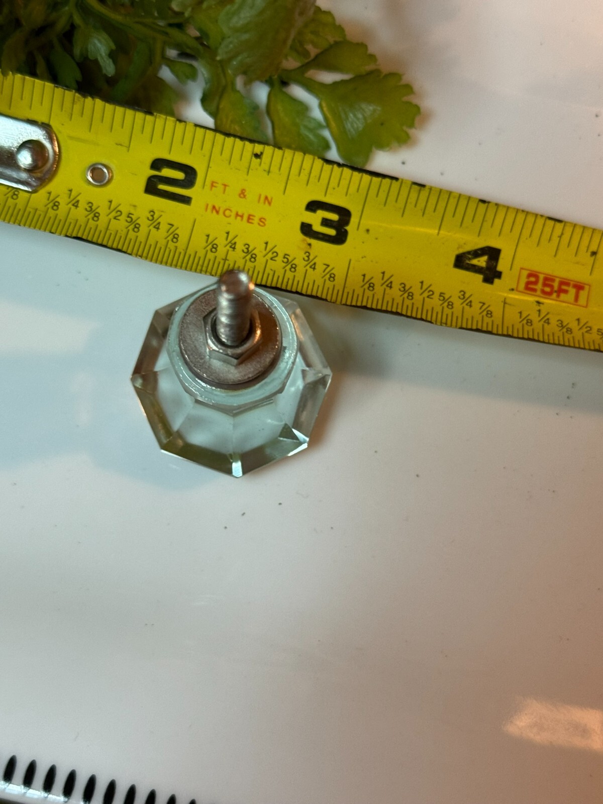 4 Antique Drawer Pull Handle Small Diamond Cut Clear Glass Cabinet Knob Hardware