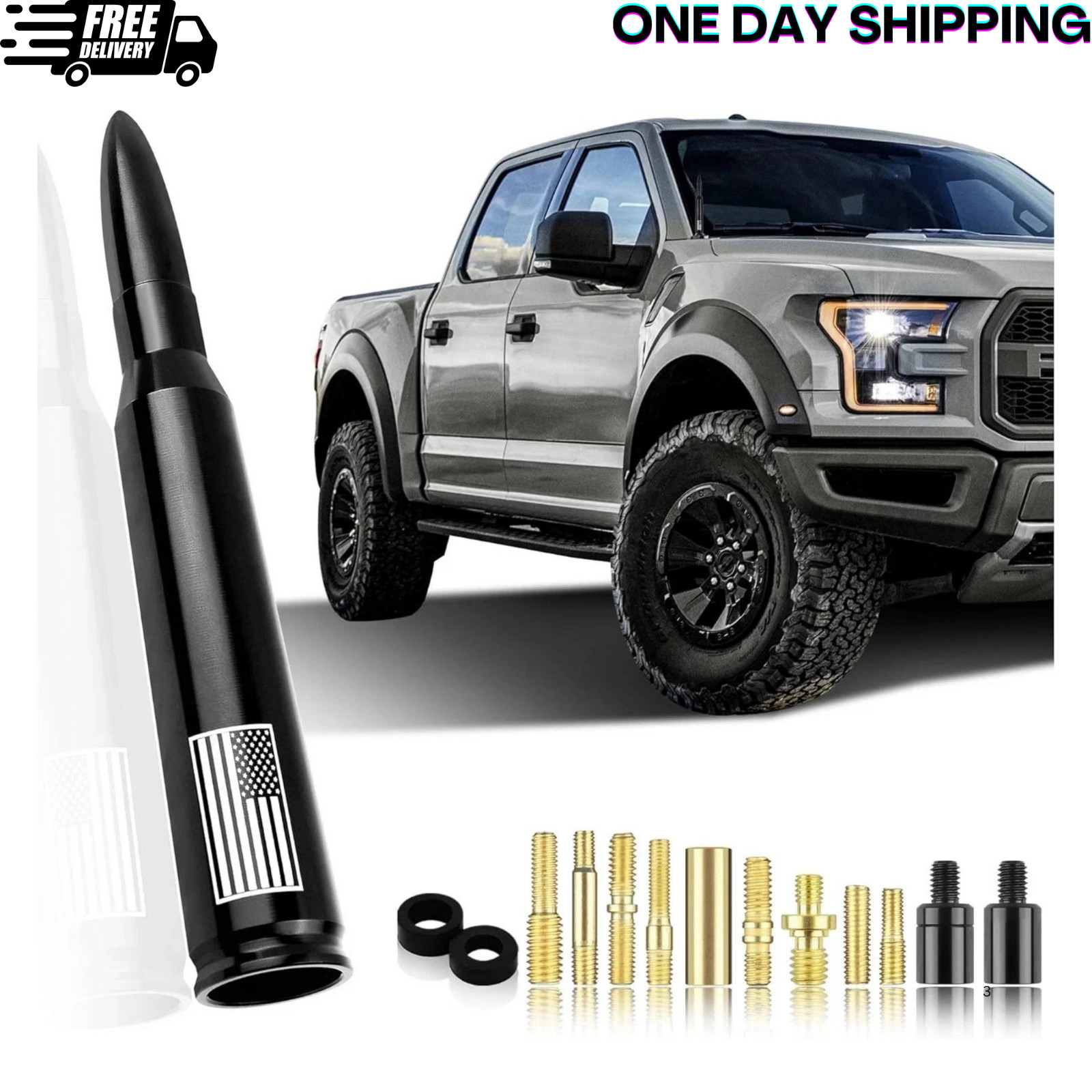 Antena de bala para camioneta auto carro Con adaptador Universal Radio Car SUV