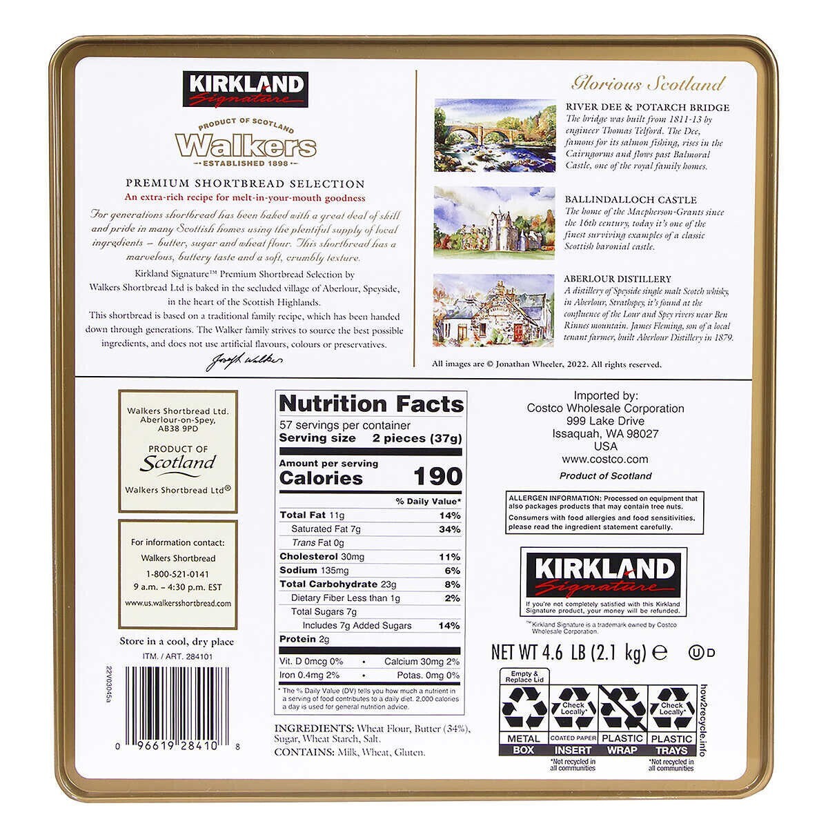 Kirkland Signature Walkers Pure Butter Cookie Premium Shortbread Selection 4.6lb