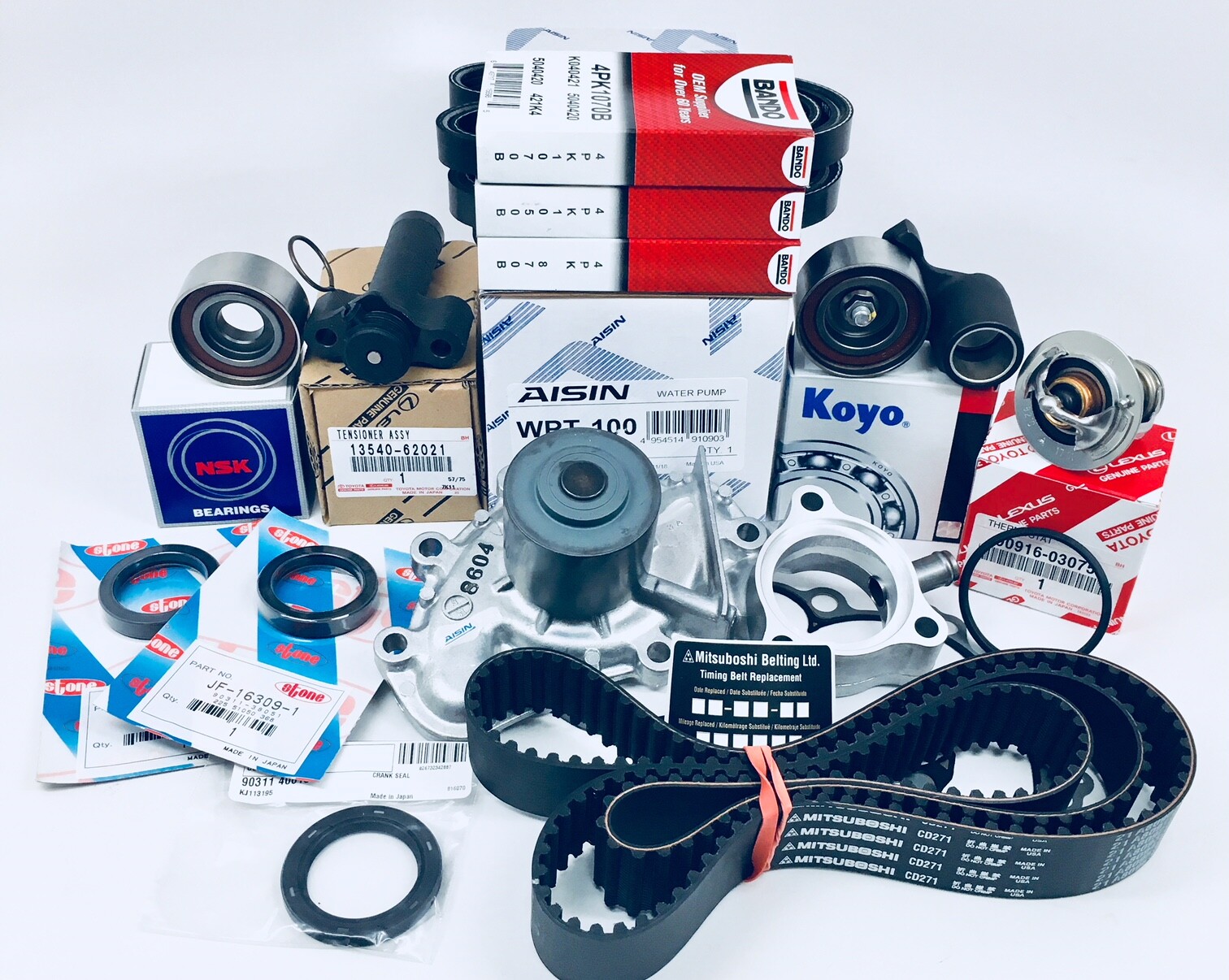 3.4L/V6 Complete Timing Belt Kit w genuine Thermostat + Hyd Tens. no counterfeit