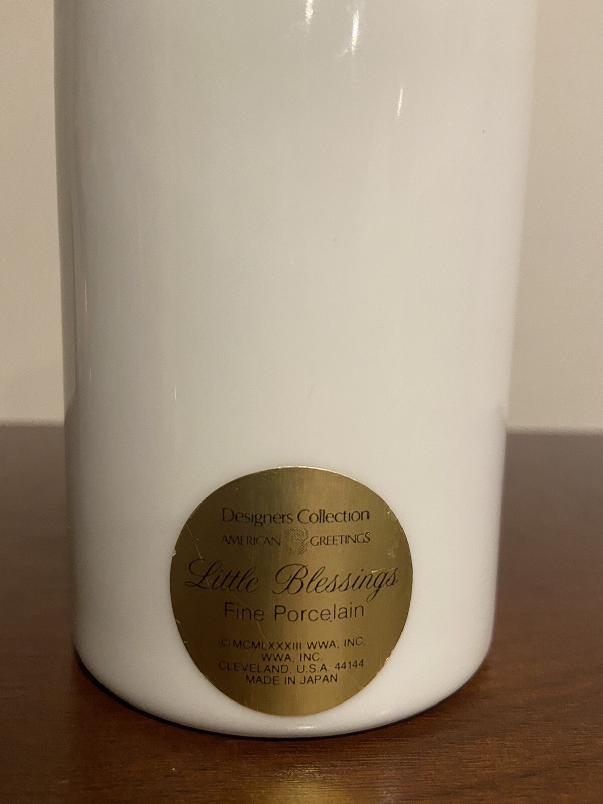 Vintage [1983] Porcelain Baby Powder Shaker ~ "Welcome to the World Little One"