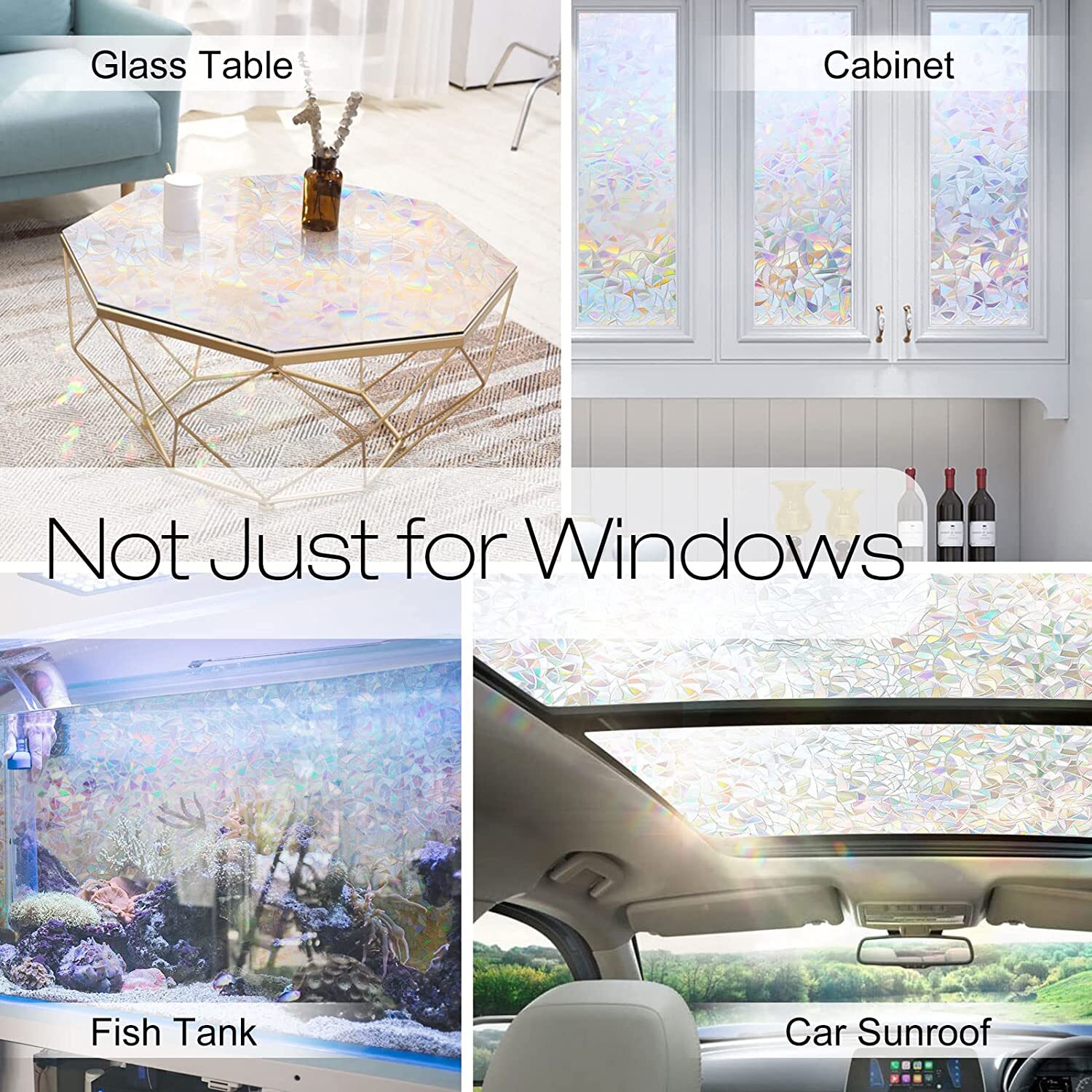 rabbitgoo 3D Privacy Window Film UV Blocking Decorative Static Cling Glass Film