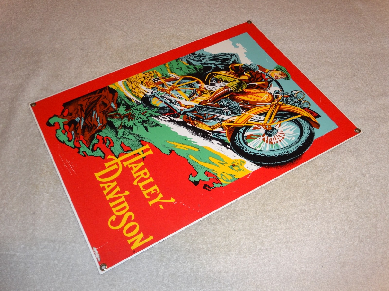 VINTAGE HARLEY DAVIDSON 1929 DL VL MOTORCYCLE 16" X 11" PORCELAIN METAL SIGN