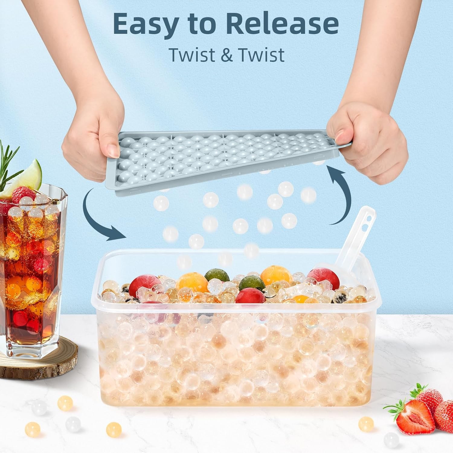 WIBIMEN Mini Ice Cube Trays, 0.55” Tiny Pebble Ice for Iced Coffee & Cocktails