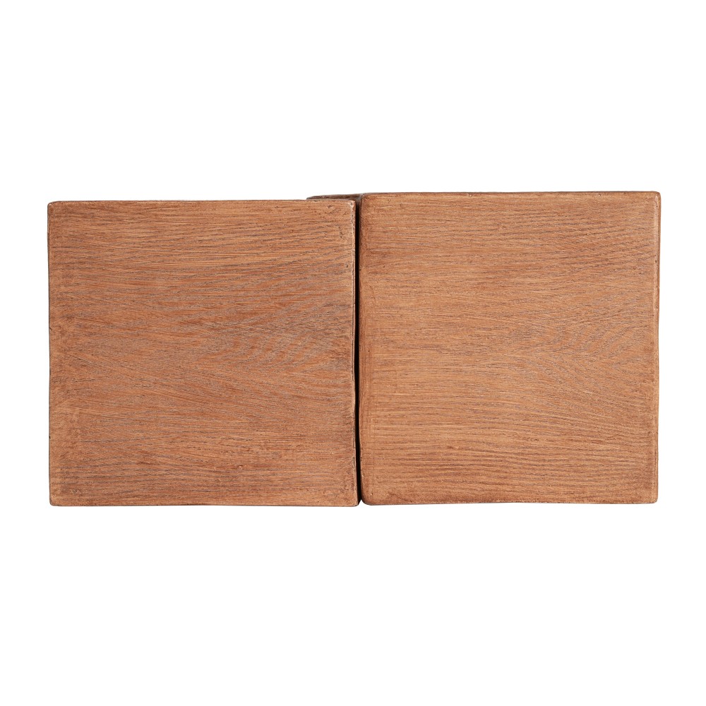 Set of 2 Rectangular Outdoor Side Tables Decorative Garden Stools Accent Table