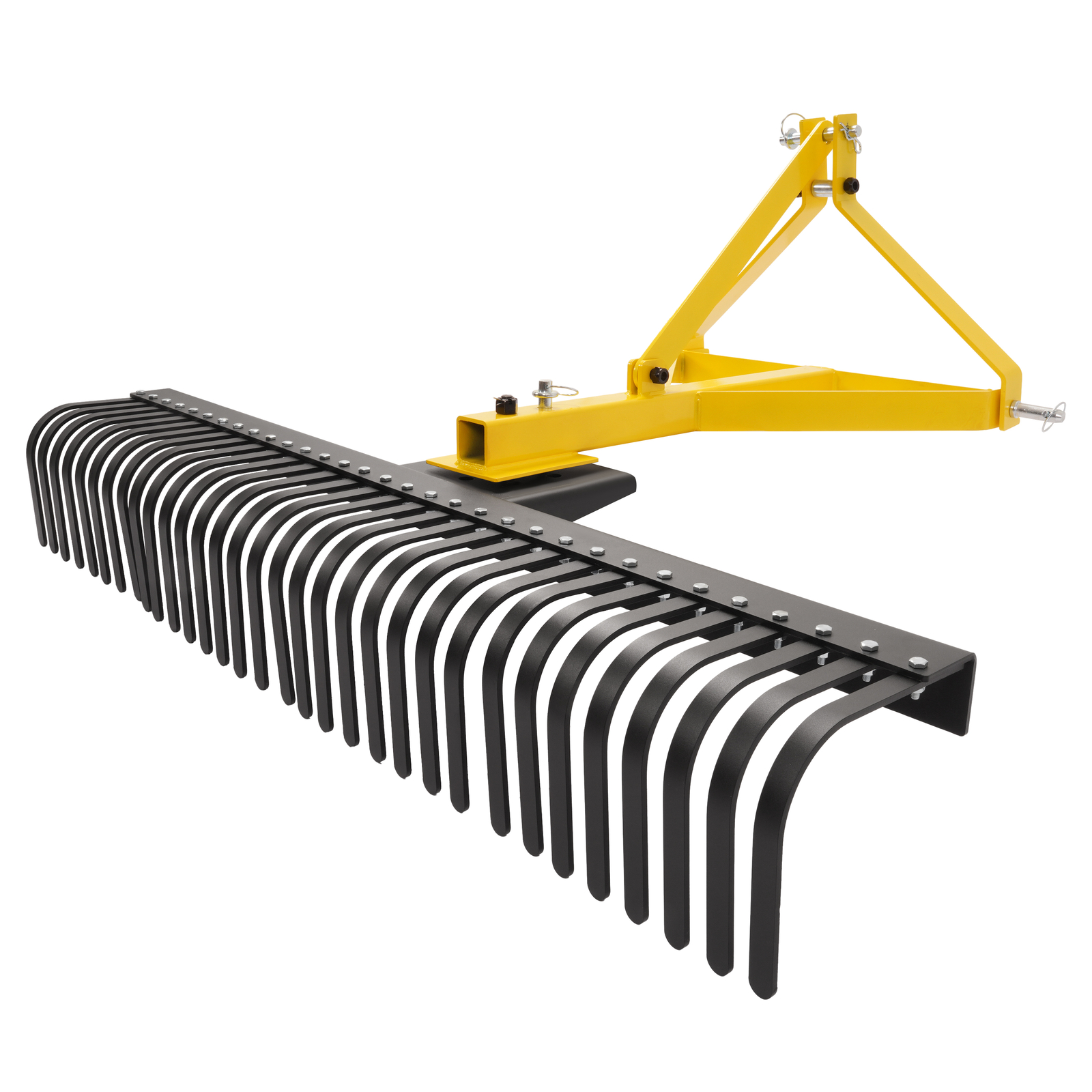 Yellow 3-Point Landscape Rock Rake Garden Tool For CAT 1 Tractors Hookup 5 FT