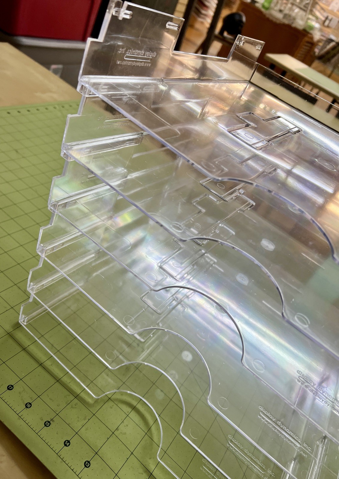 Display Dynamics 6 Clear Acrylic Stackable 12.5x13.25x2 Paper Tray Organization