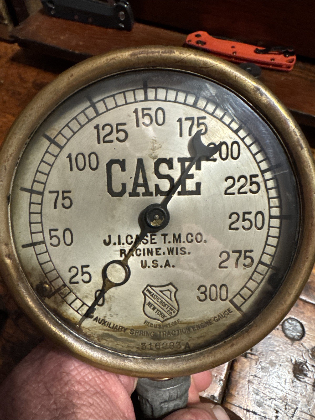 ANTIQUE J.I. CASE STEAM Gauge Farm /Steam Engine RACINE WISCONSIN TRACTOR