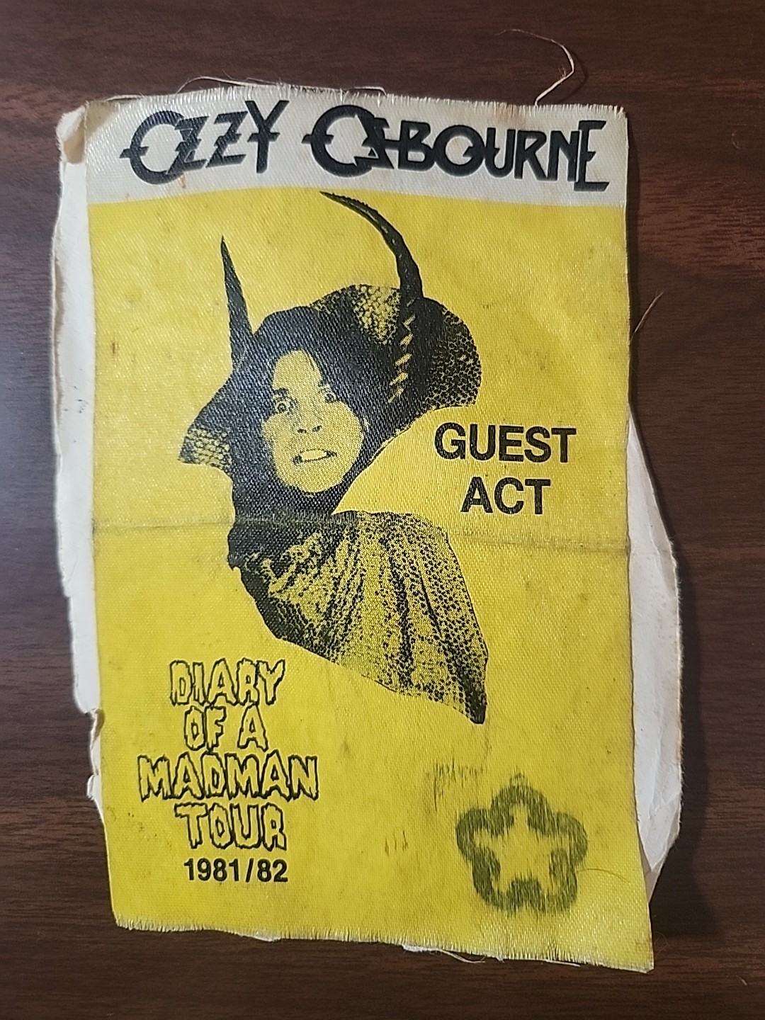 OZZY OSBOURNE Randy Rhoads 1981-82 Diary of a Madman Tour Backstage Pass yellow
