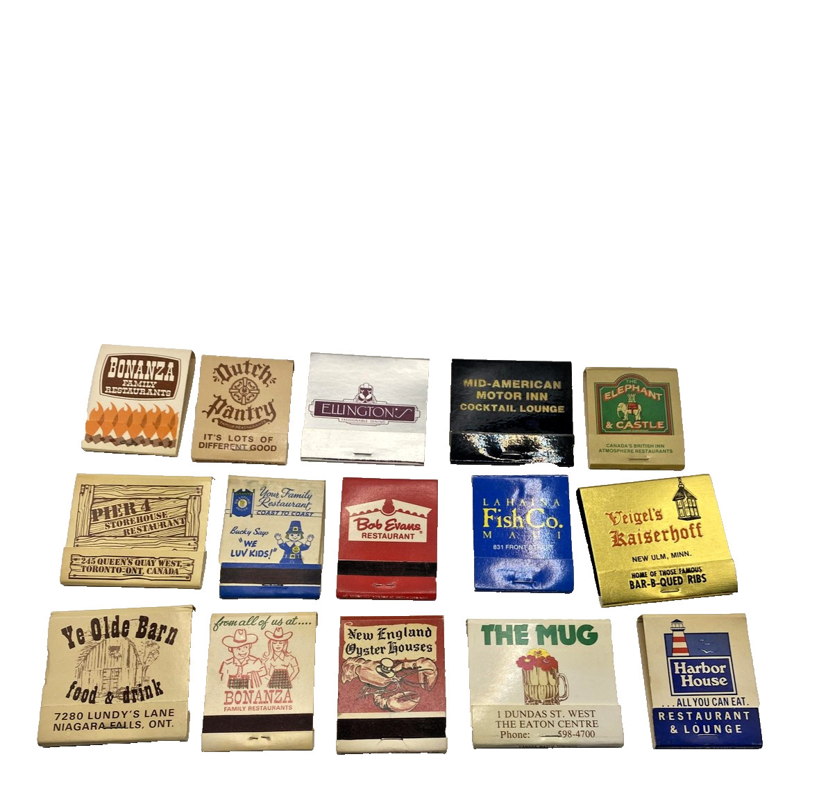 Vintage Restaurant Advertising Matchbooks Lot Of 15 Assorted Brands Bonanza