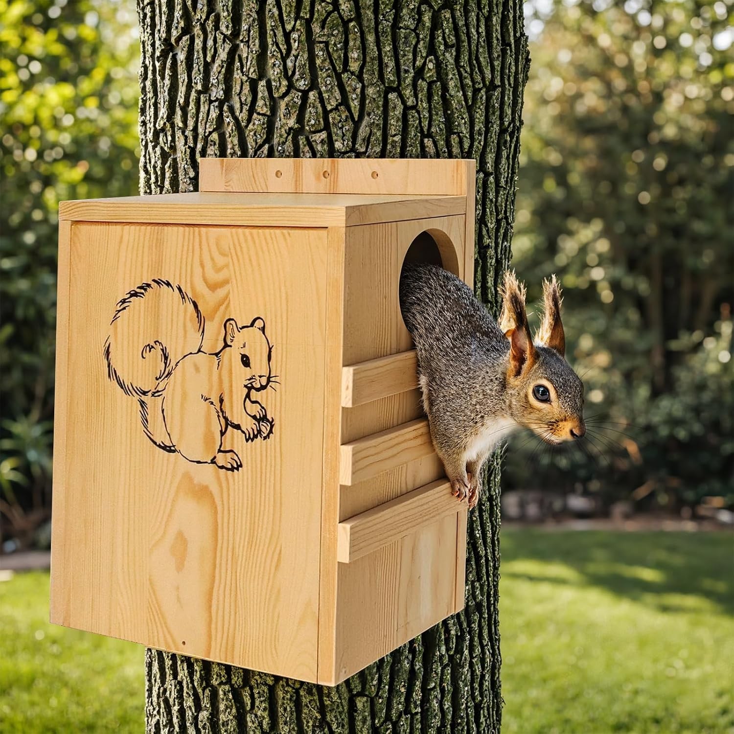 Squirrel House for Outside - Large Wood House, wooden