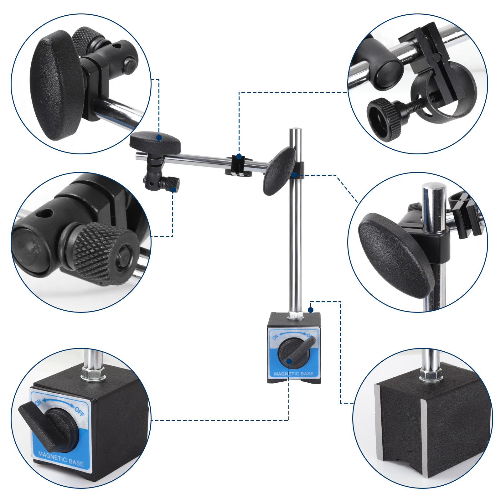 Dial Indicator with Magnetic Base 0-1.0" & Point Dial Test Indicator 0.001" Set