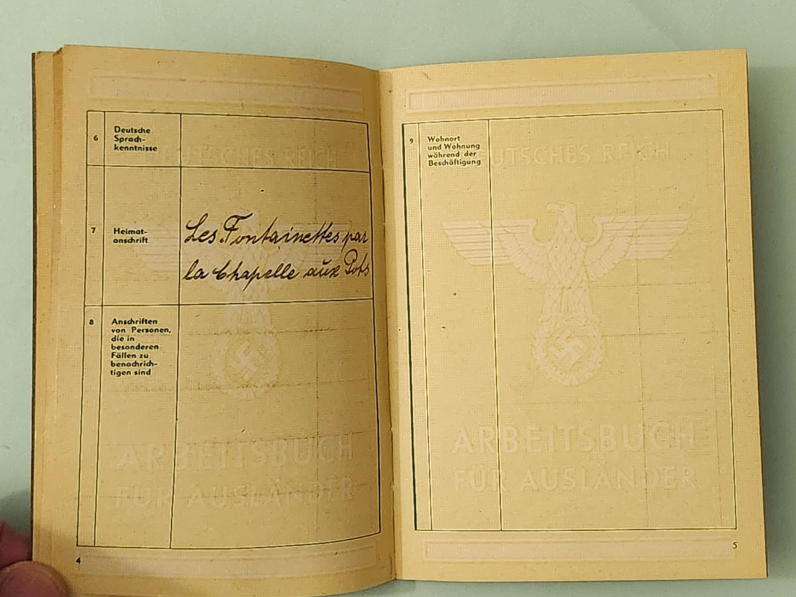 WW2 Germany. German WORKBOOK FOR FOREIGNERS 1943