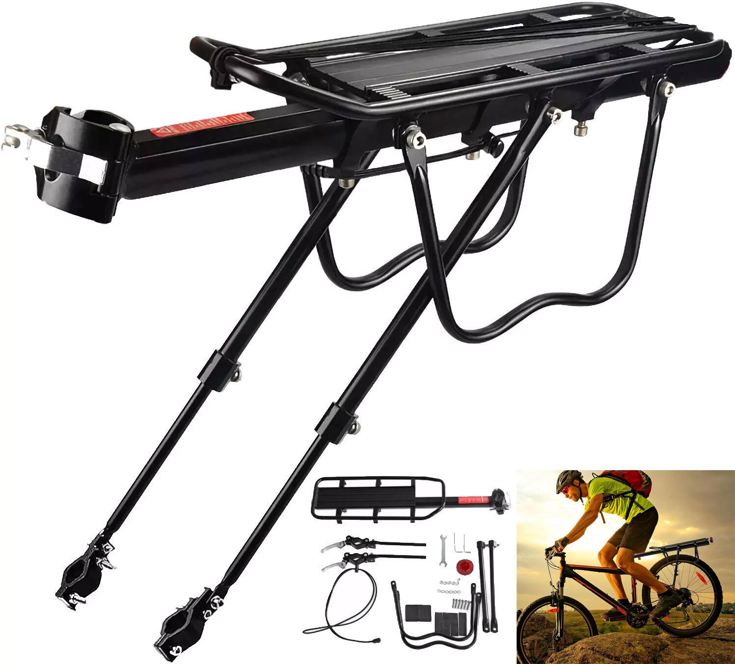 Rear Bike Rack Bicycle Cargo Rack Luggage Carrier Holder Seat Frame Pannier Rack