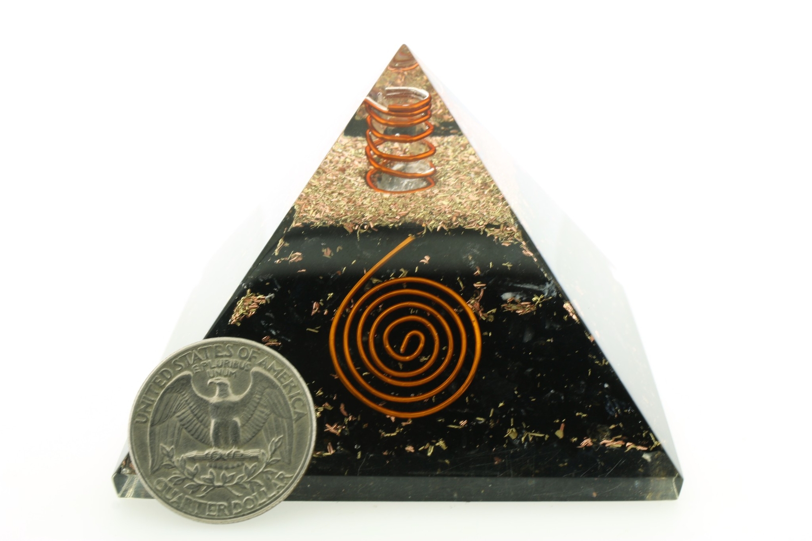 Natural Black Tourmaline Orgone Pyramid 3in LG 75mm EMF & 5G Orgone Protection