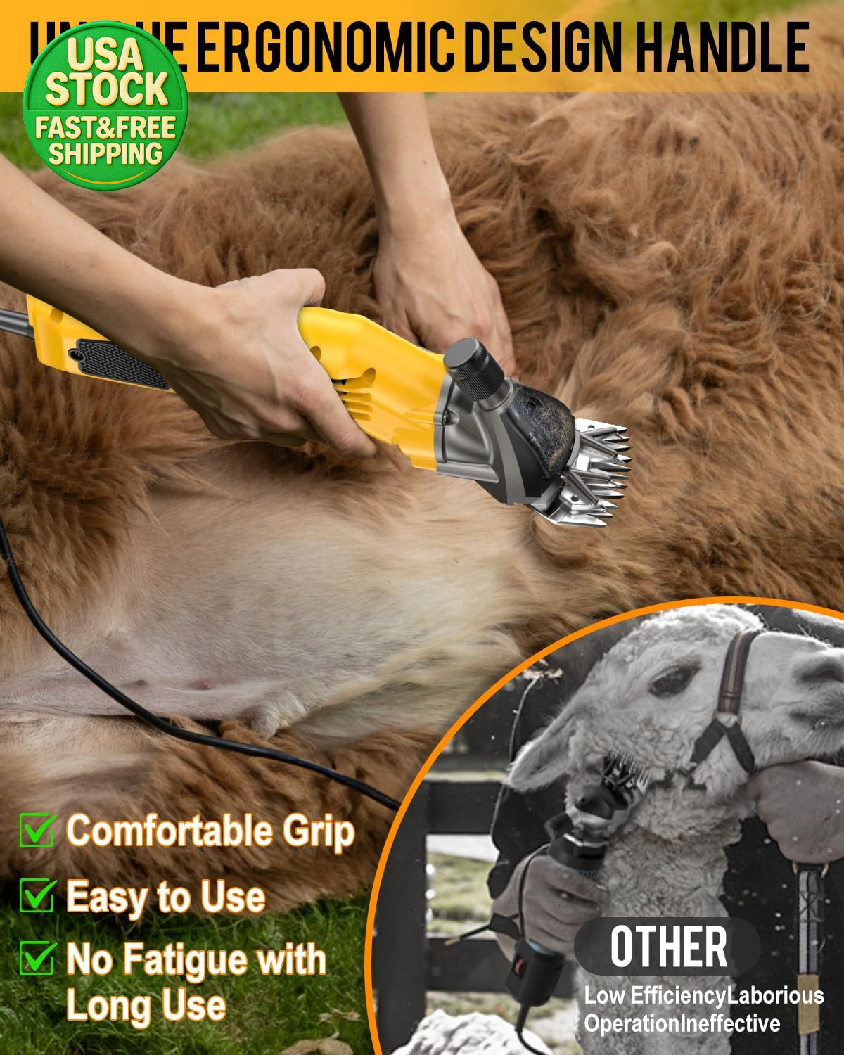 600W Electric Sheep Shears Heavy Duty Clippers for Goats Horses Alpacas Grooming