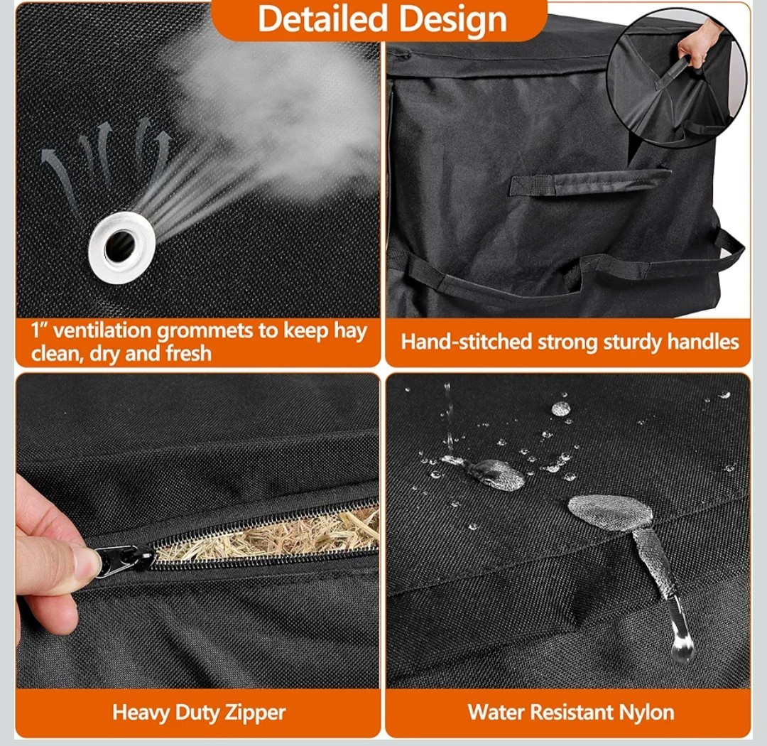 2 Pack Waterproof Rolling Hay Bale Bag, 4 Heavy Duty Wheels 46” x 23” x 16”