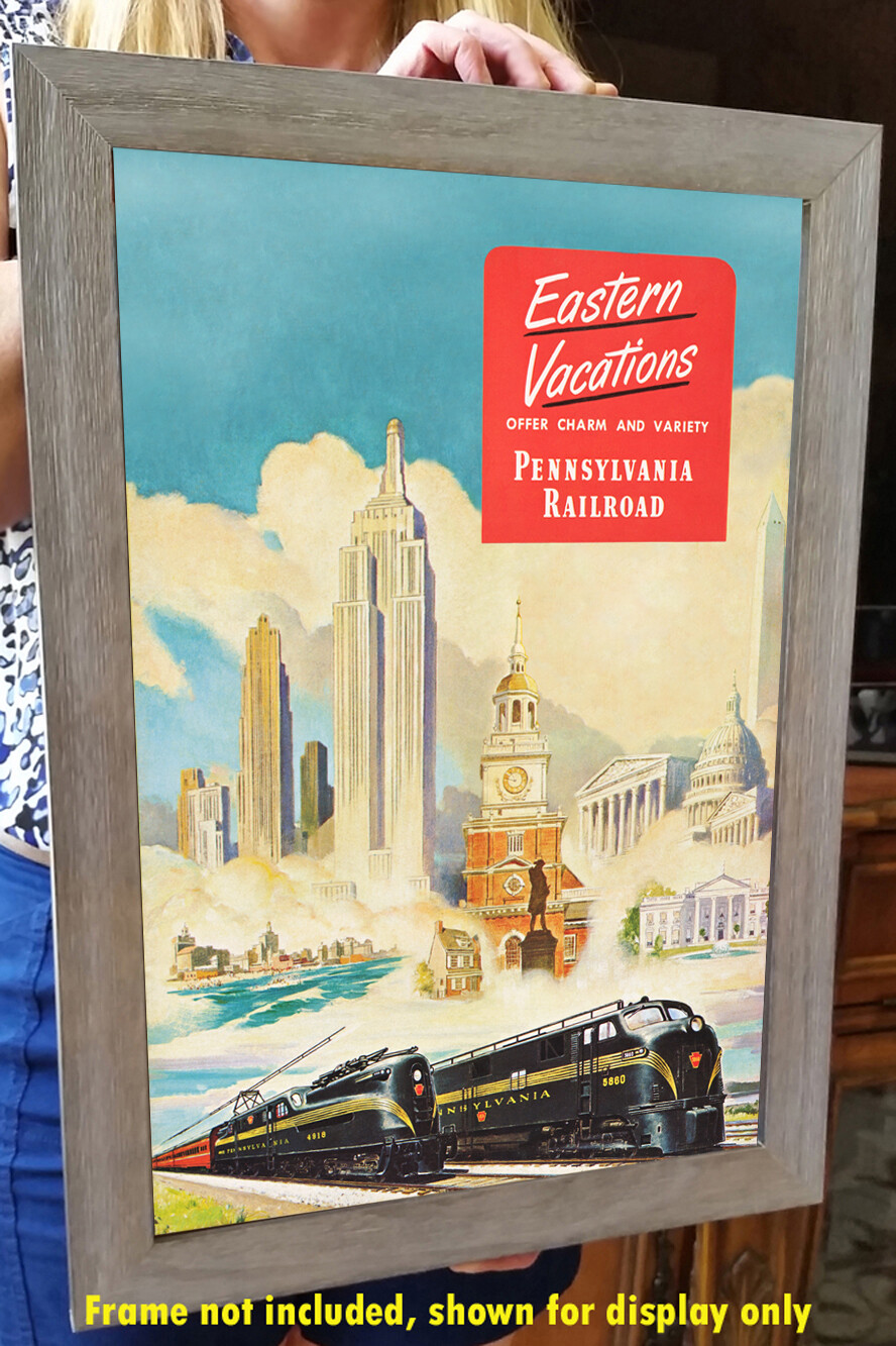 1951 Pennsylvania Railroad "Eastern Vacations" Advertising Poster
