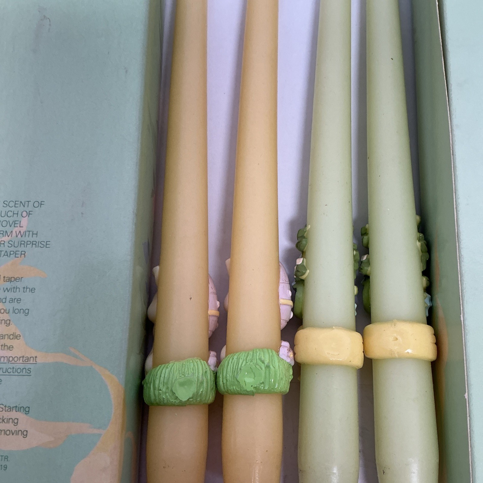 Vintage Avon Flower & Easter Fancy Taper Candles 10" Bouquet Bunny New with Box