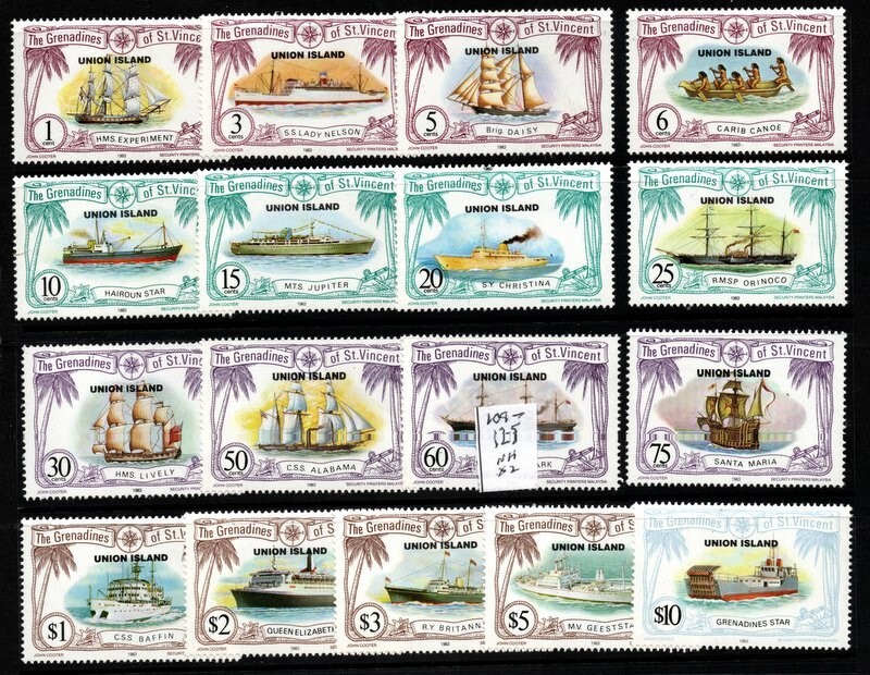 ST VINCENT UNION ISLAND 109-125 MNH SET SHIPS, FREE SHIP USA