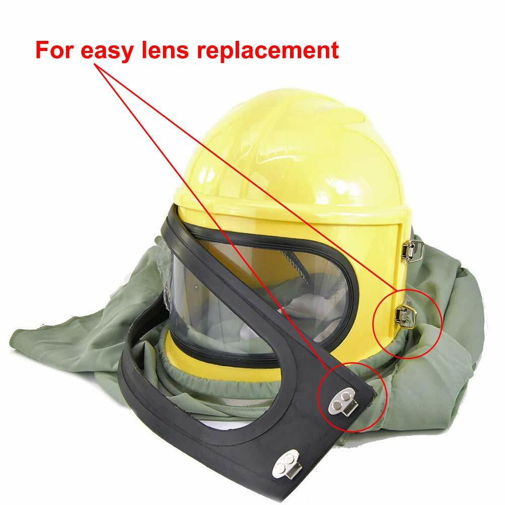Air Fed Safety Sandblast Helmet Protector Sandblasting Shield 5 PVC Outside Lens