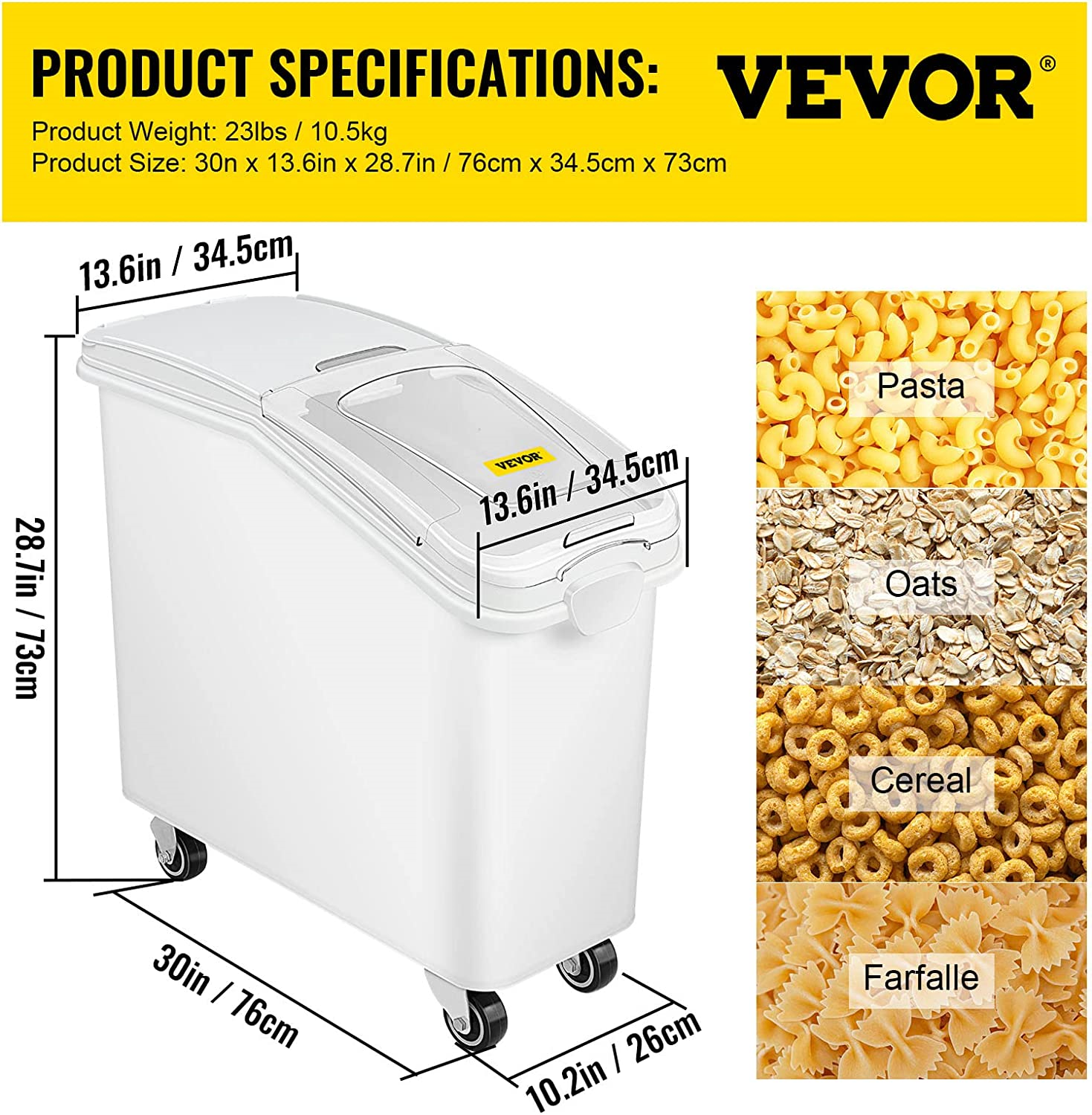 Mophorn 21 Gallon Ingredient Bin with Scoop 400 Cup Ingredient Bin with Sliding