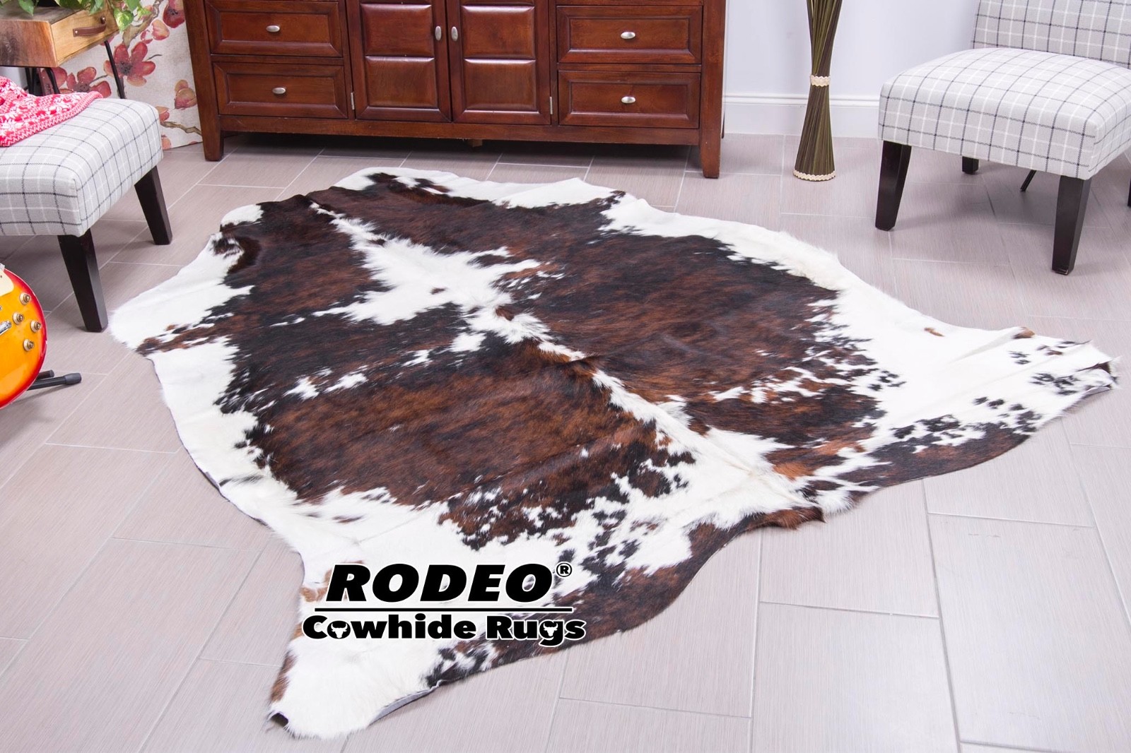 Superior quality brindle Cowhide Rug size approx 6x7 ft